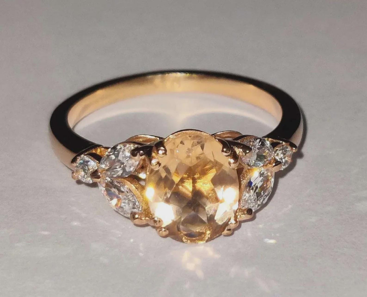 2Ct Morganite Ring Simulated Diamond Oval Anniversary Ring 14K Rose Gold Finish 925 Sterling Silver Engagement Ring For Birthday Party Wear