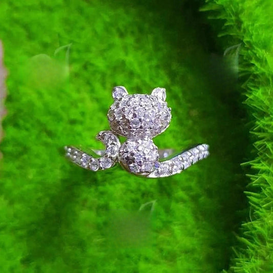 2CT Round Cut VVS1/D Diamond Cat Engagement Wedding Ring Cluster Ring 14K white Gold Plated Cat Tail Elongated Engagement Ring, Gift for her