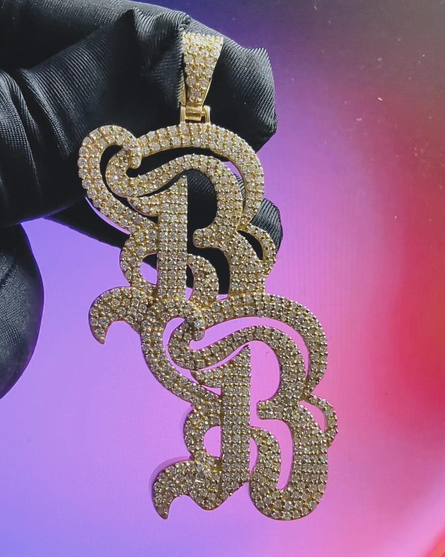 2Ct Custom Letter Round Cut Simulated Diamond Pendant 14K Yellow Gold Plated 925 Sterling Silver Custom Any Letter Pendant ,Hip Hop Pendant