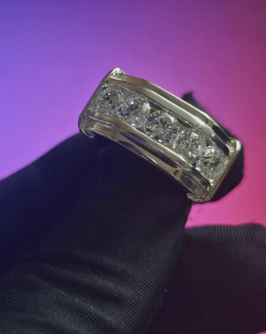 2Ct Moissanite Anniversary Band Ring Round Cut 14K White Gold Plated 925 Silver, Engagement Band Ring, For Wedding Ring