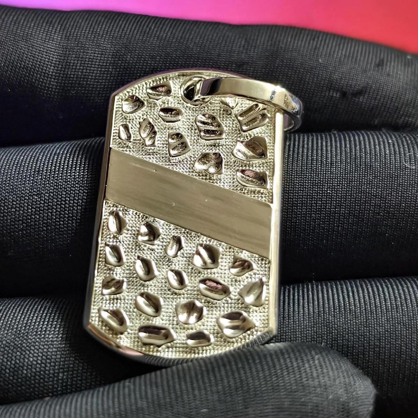 Dog Tag Rectangle Nugget Pendant Necklace 14K White Gold Plated 925 Sterling Silver,  Dog Tag Pendant, Rectangle Shape Pendant, For Birthday