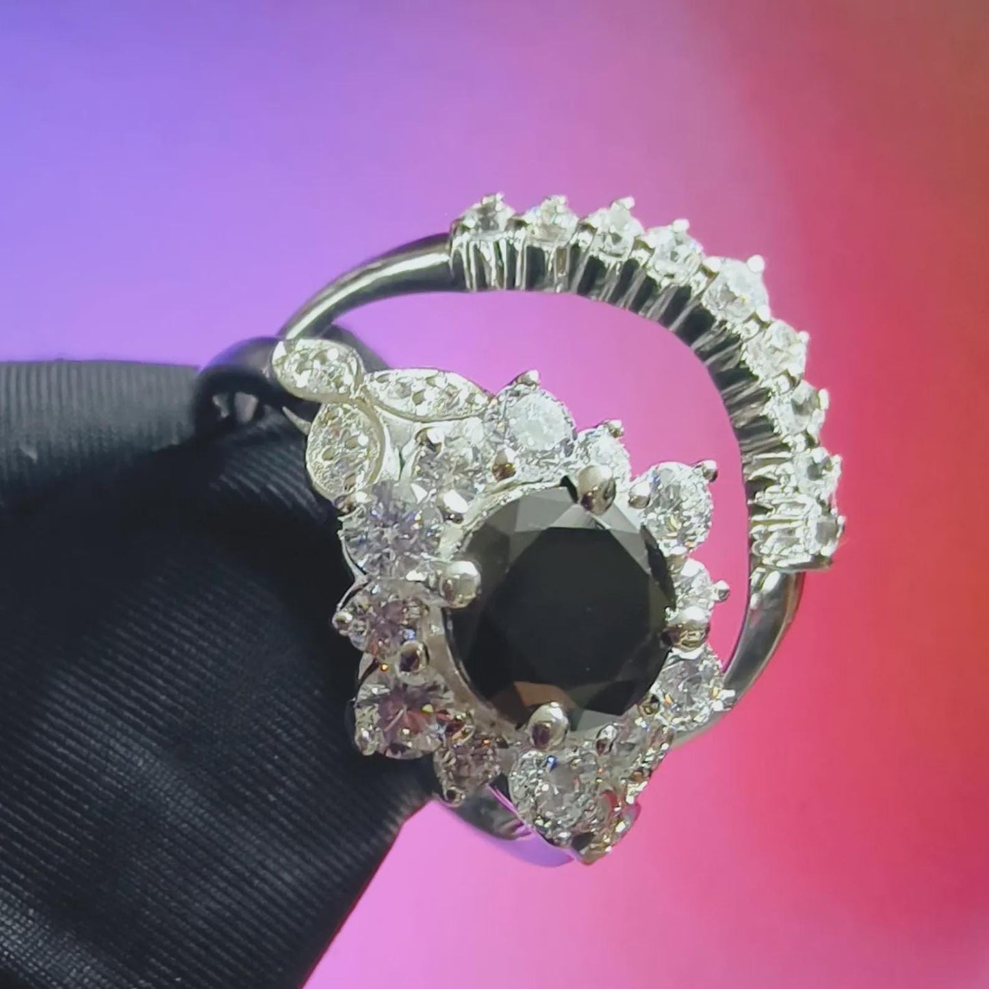 2Ct Round Cut Bridal Set Ring Simulated Black Spinel Engagement Wedding Ring 14K White Gold Plated 925 Sterling Silver Gift For Wedding Ring