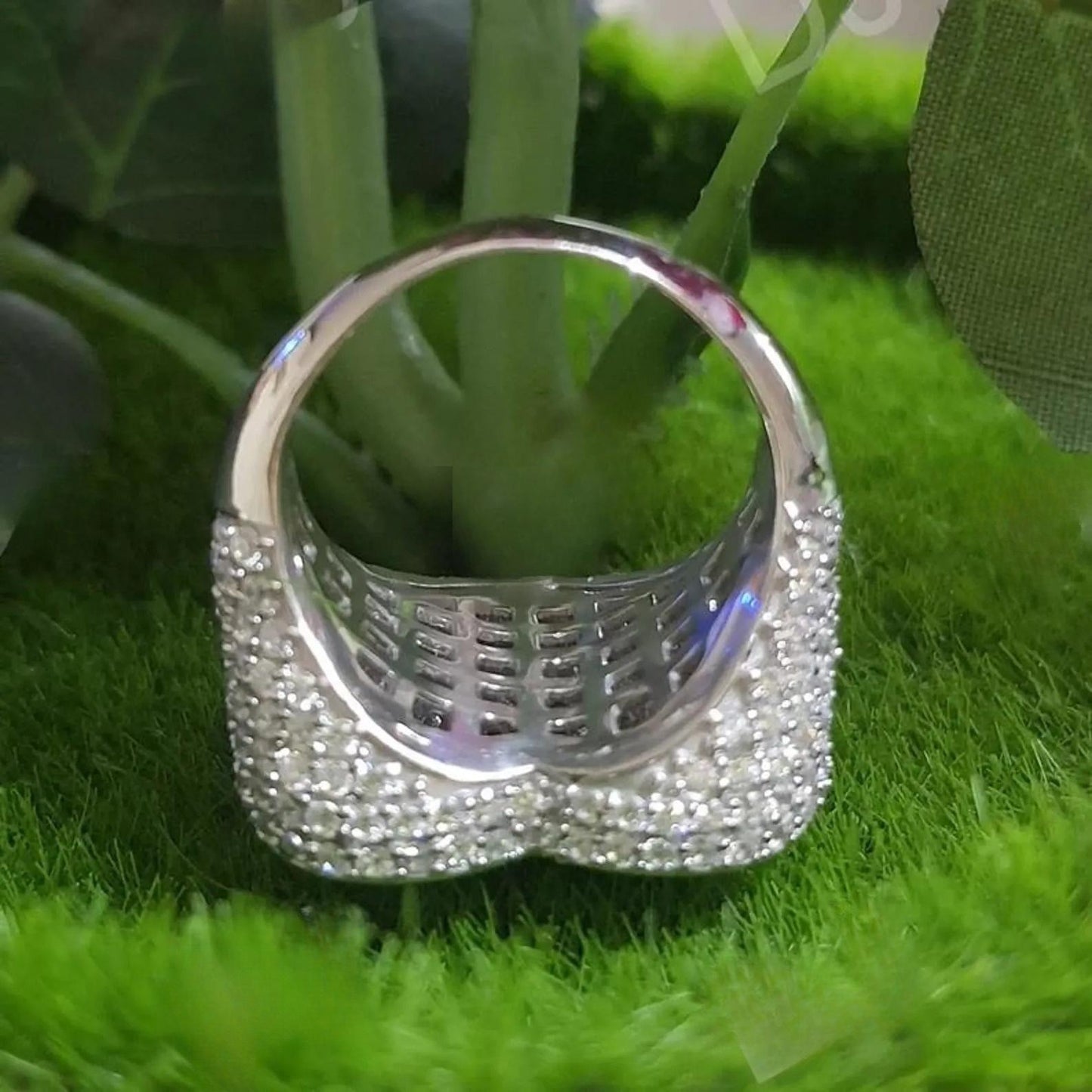 2Ct Round Cut Simulated Diamond Cluster Men's Wedding Engagement Ring 14K White Gold Plated- 925 Silver, Hip Hop Men’s Ring- Gift for him