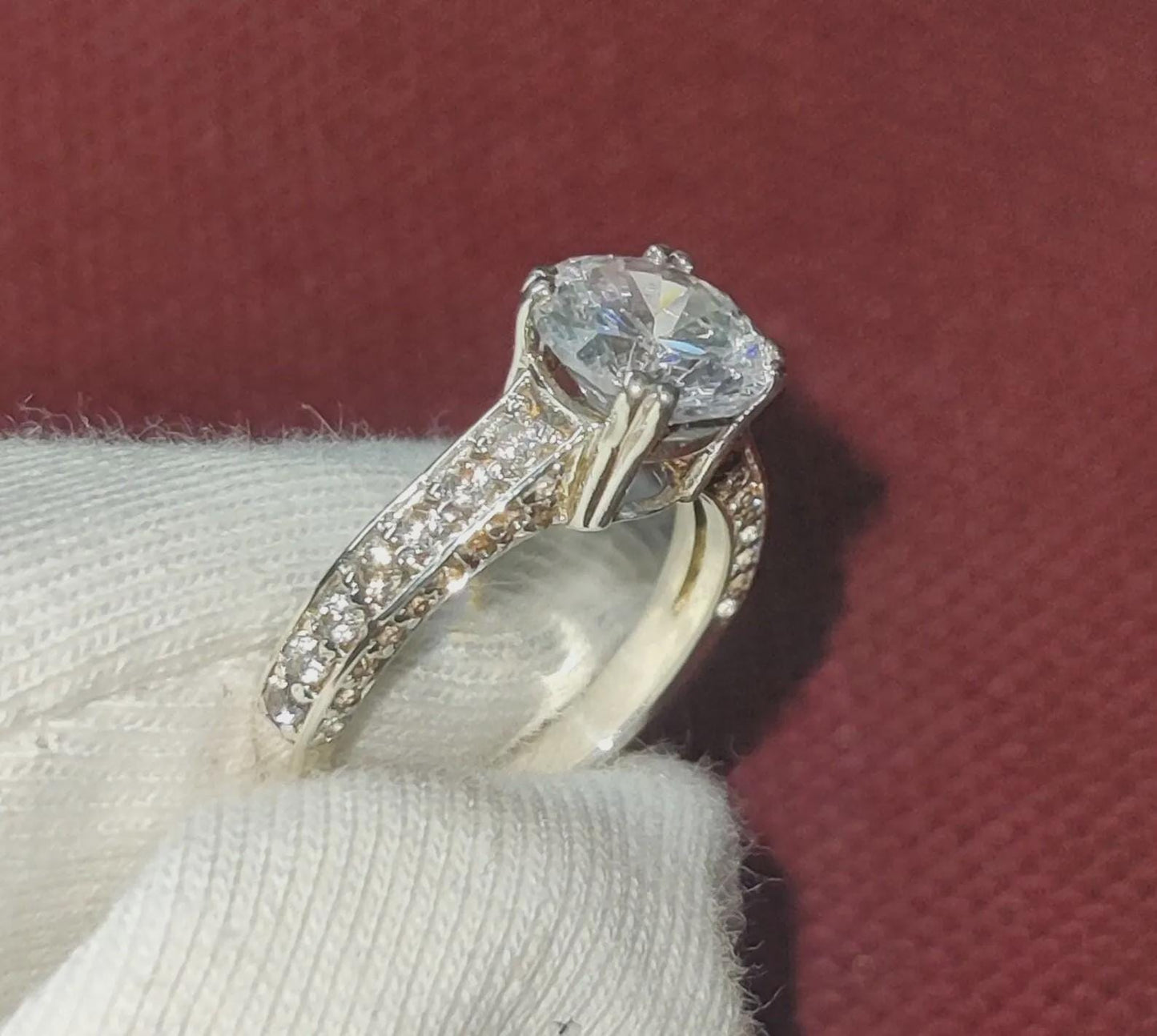 2Ct Diamond Round Cut Simulated Diamond Solitaire Prong Engagement Anniversary Ring Prong 14K White Gold Finish Gift 925 Sterling Silver