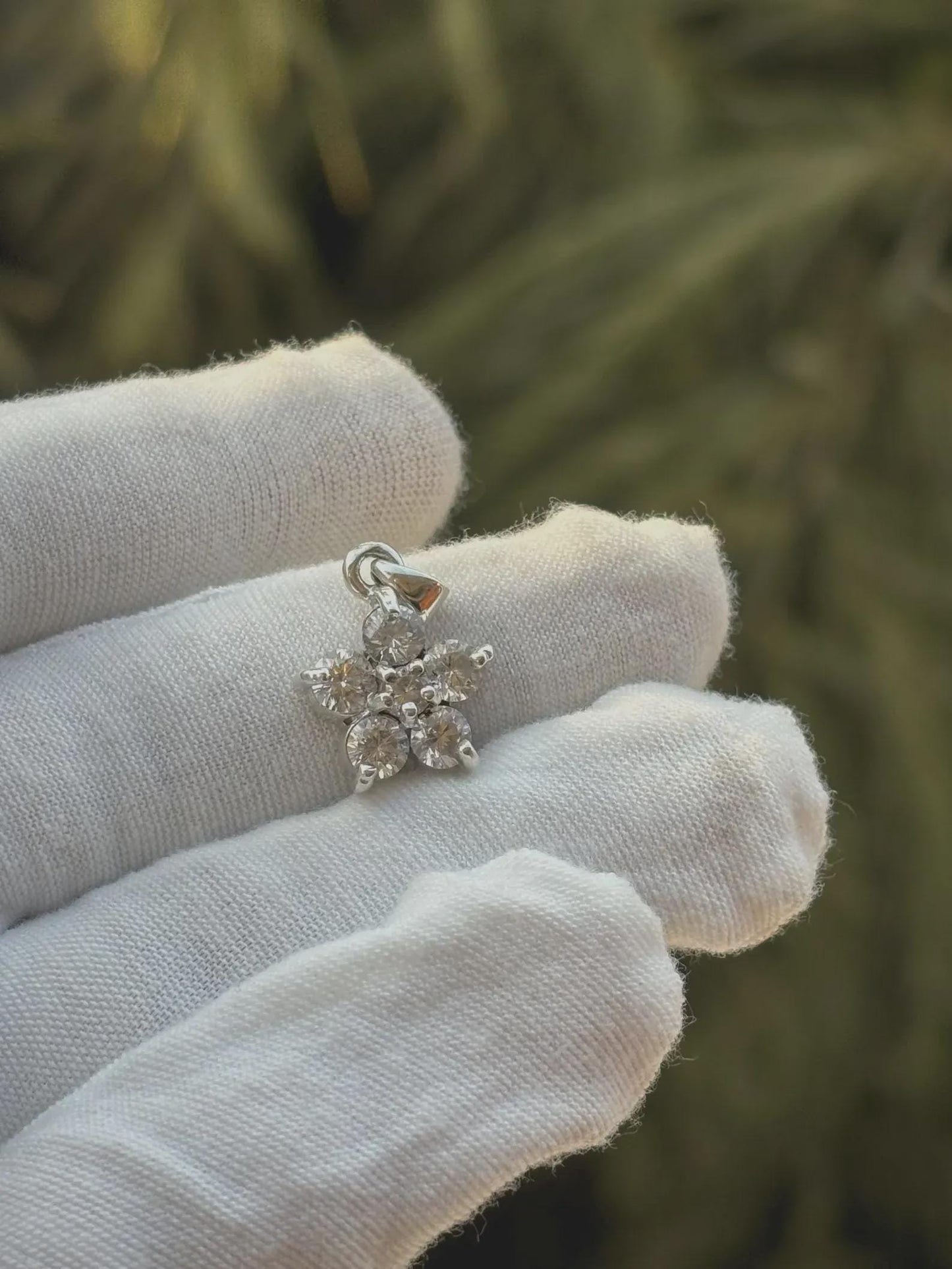 1.50Ct Round Cut Flower Pendant 14K White Gold Plated 925 Silver Prong Setting Pendant, Anniversary Gift Pendant