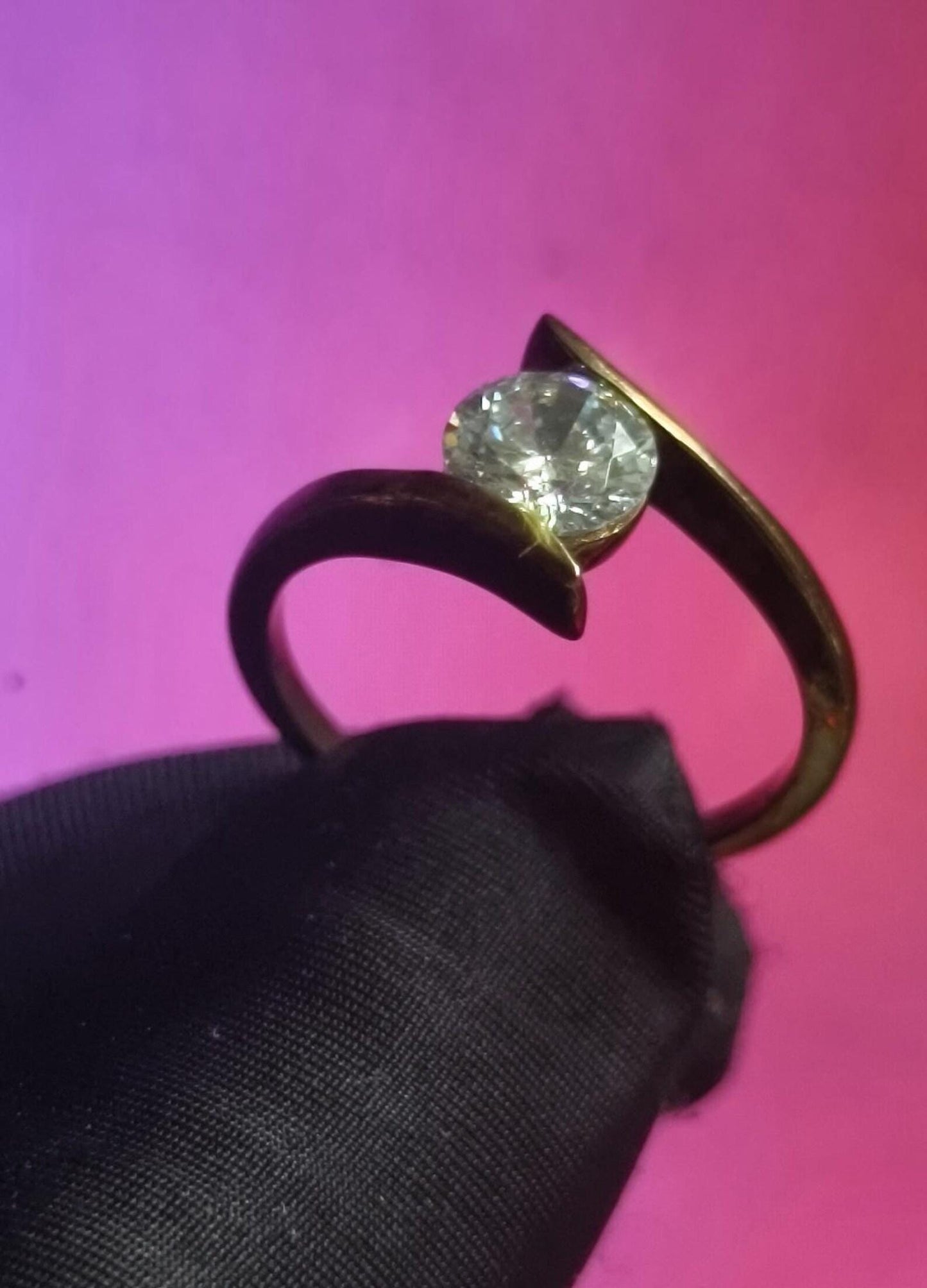 2Ct Moissanite Solitaire Ring Round 14K Yellow Gold Plated 925 Sterling Silver, Anniversary Ring, Wedding Ring, Gift For Her