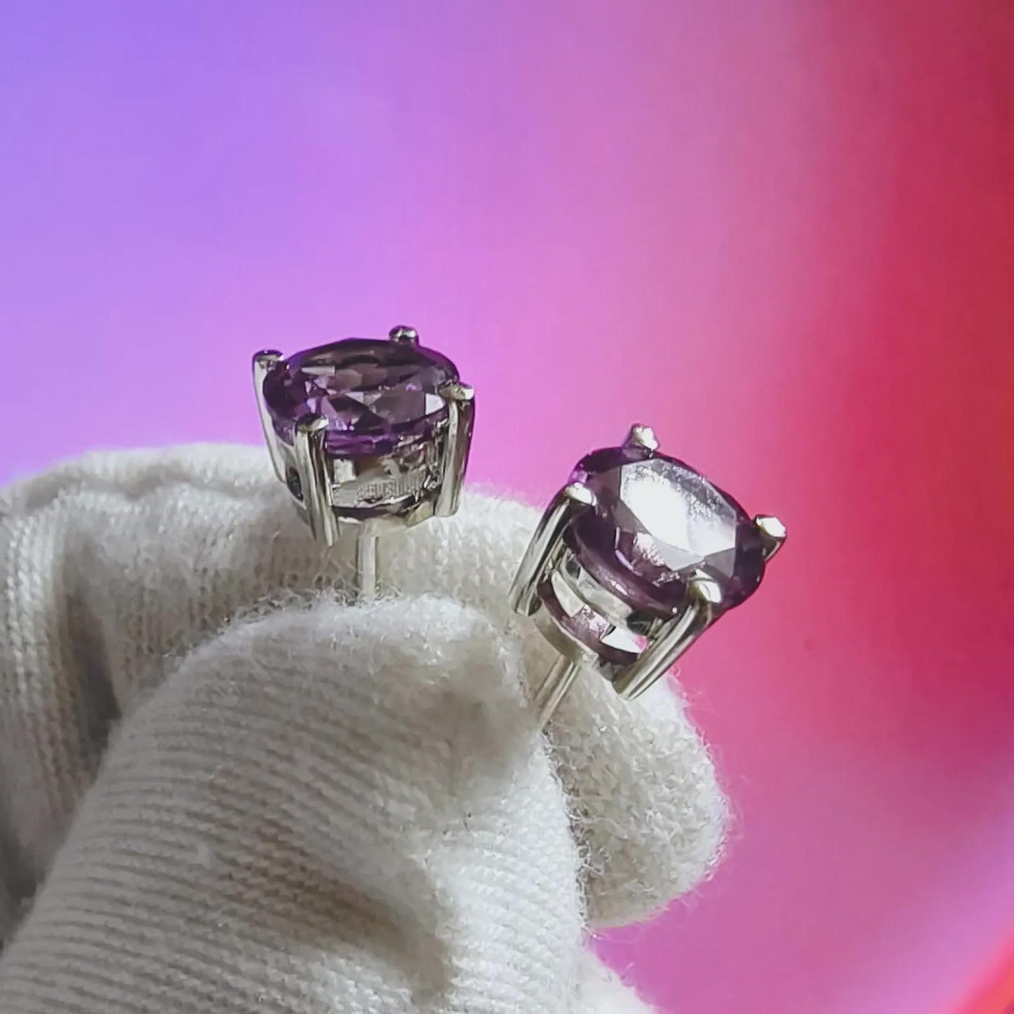 2Ct Round Cut Simulated Alexandrite 14K White Gold Finish Halo Stud Earrings 925 Sterling Silver For Birthday gift and Daily wear