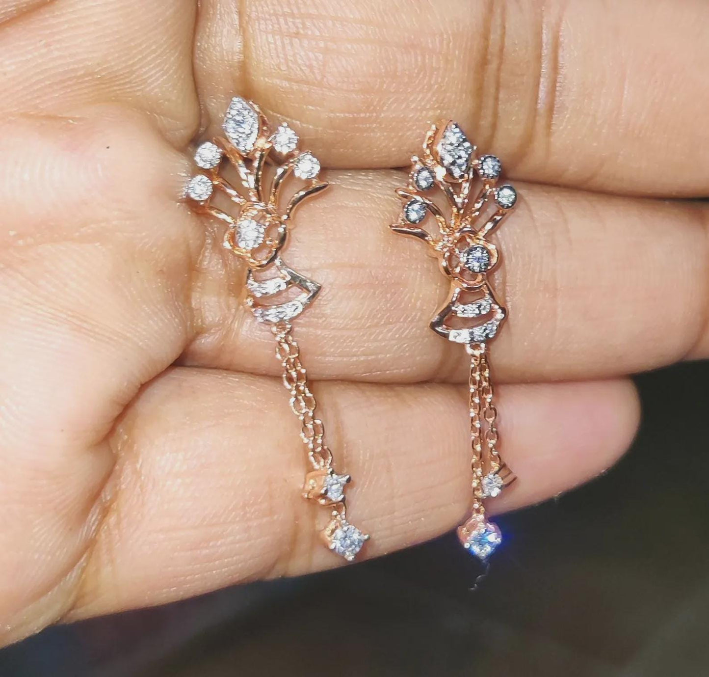 2Ct Round Cut Simulated Diamond Drop Dangle Women's Earrings 14K Rose Gold Plated 925 Sterling Silver, Gift For Birthday Wear