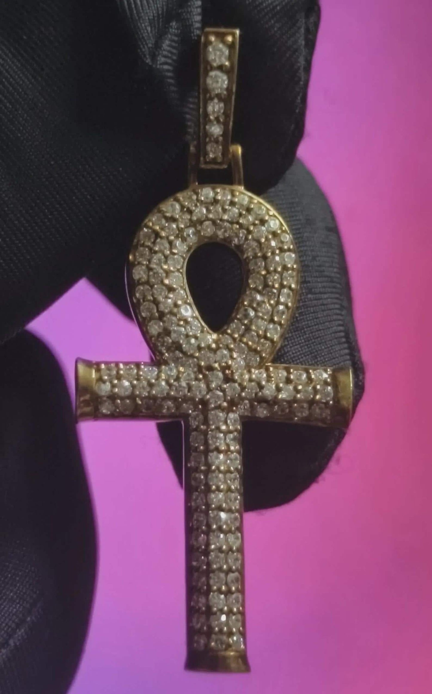 1.50Ct Moissanite Cross Pendant Round 14K Yellow Gold Plated 925 Sterling Silver, Hip Hop Pendant, Christmas Religious Pendant