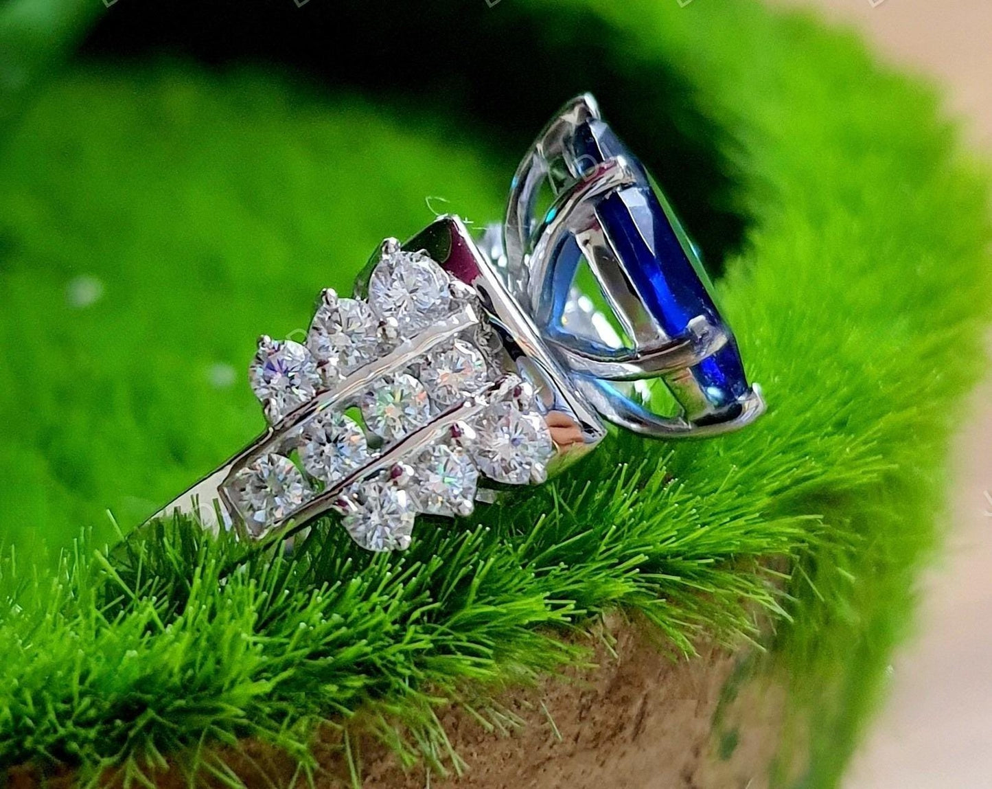 2Ct Marquise Cut Blue Sapphire Diamond Solitaire 14K White Gold Finish Engagement Wedding Anniversary Ring, Birthday Gift, Ring For Her