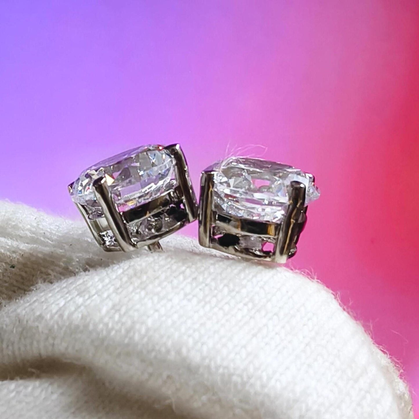 2Ct Round Cut VVS1 Diamond 14K White Gold Finish Halo Stud Earrings 925 Sterling Silver For Birthday gift and Daily wear