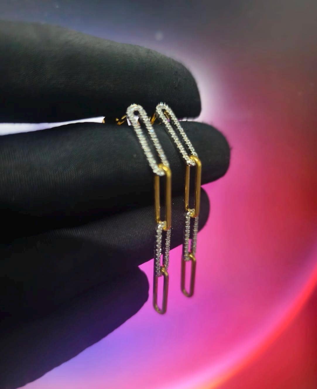 2Ct Round Cut Diamond Paper Clip Drop Dangle Women's Earrings 14K Yellow Gold Plated 925 Silver