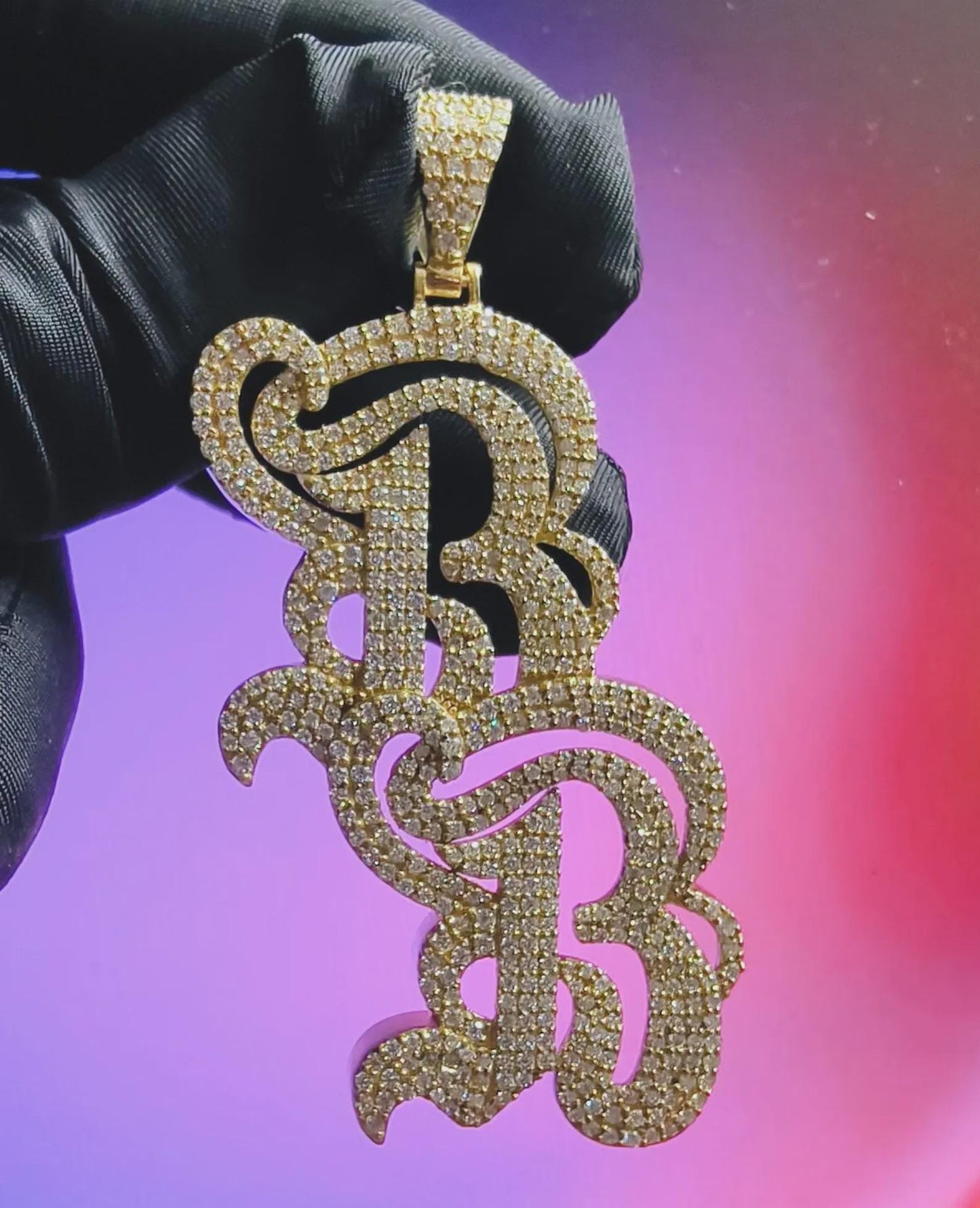 2Ct Custom Letter Round Cut Simulated Diamond Pendant 14K Yellow Gold Plated 925 Sterling Silver Custom Any Letter Pendant ,Hip Hop Pendant