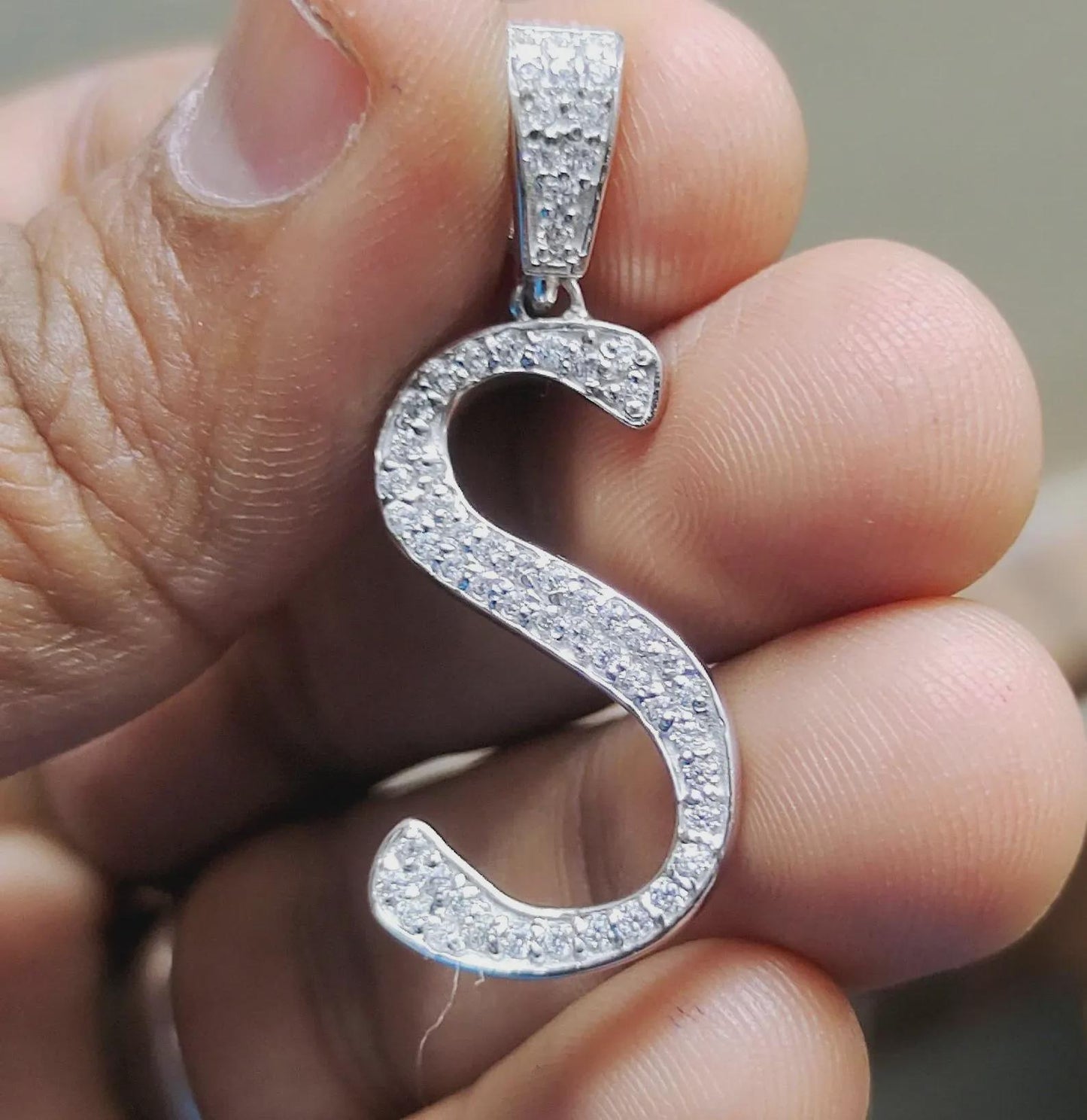 1Ct Diamond Lab-Created Pendant Necklace Customize Any Letter Round Cut 14K White Gold Plated 925 Sterling Silver Custom Name Pendant