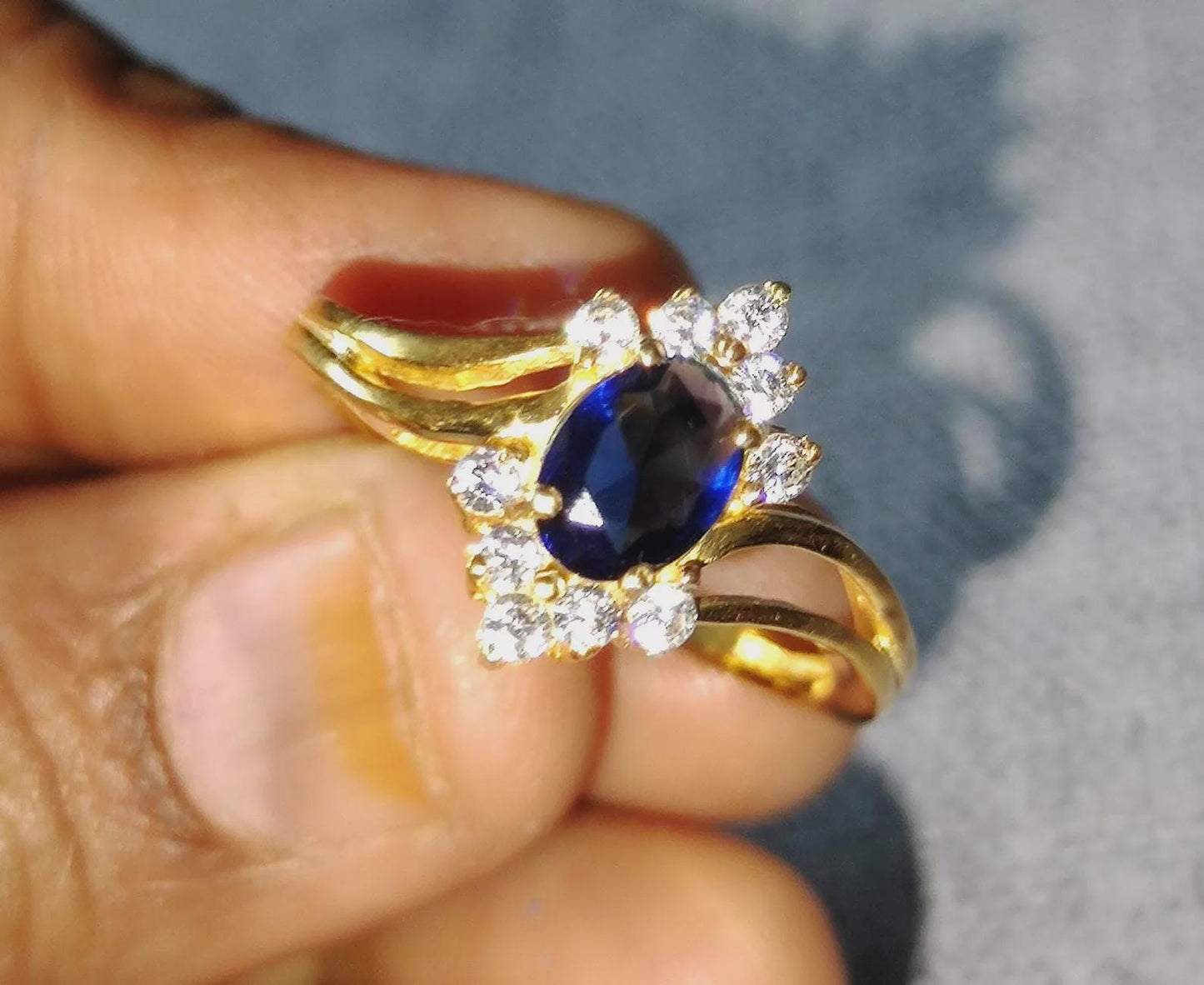 1Ct Oval Cut Blue Sapphire Diamond Solitaire 14K Yellow Gold Finish Engagement Wedding Anniversary Ring, Birthday Gift, Ring For Her