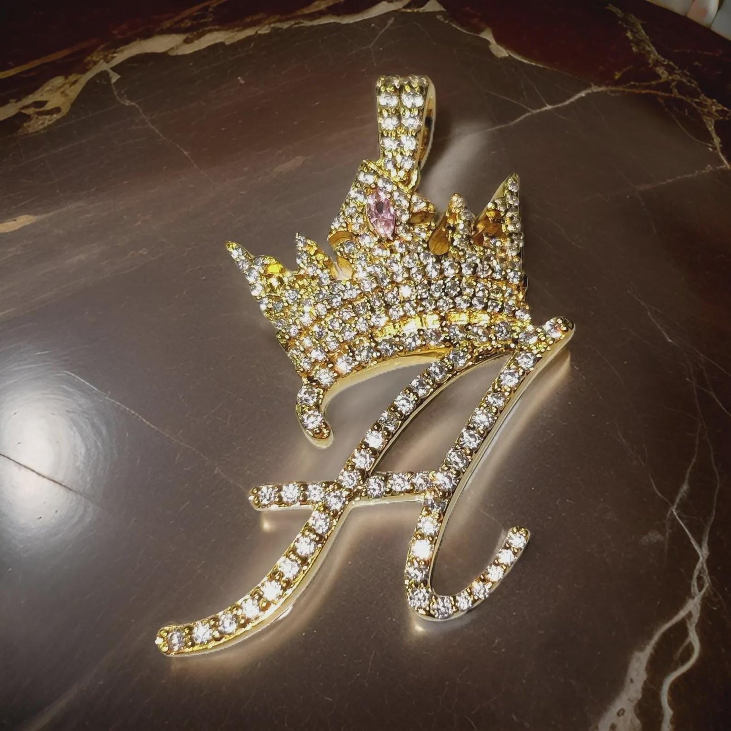 2Ct Letter Pendant Round Simulated Diamond Pendant 14K Yellow Gold Plated 925 Sterling Silver Custom Any Letter Diamond Pendant