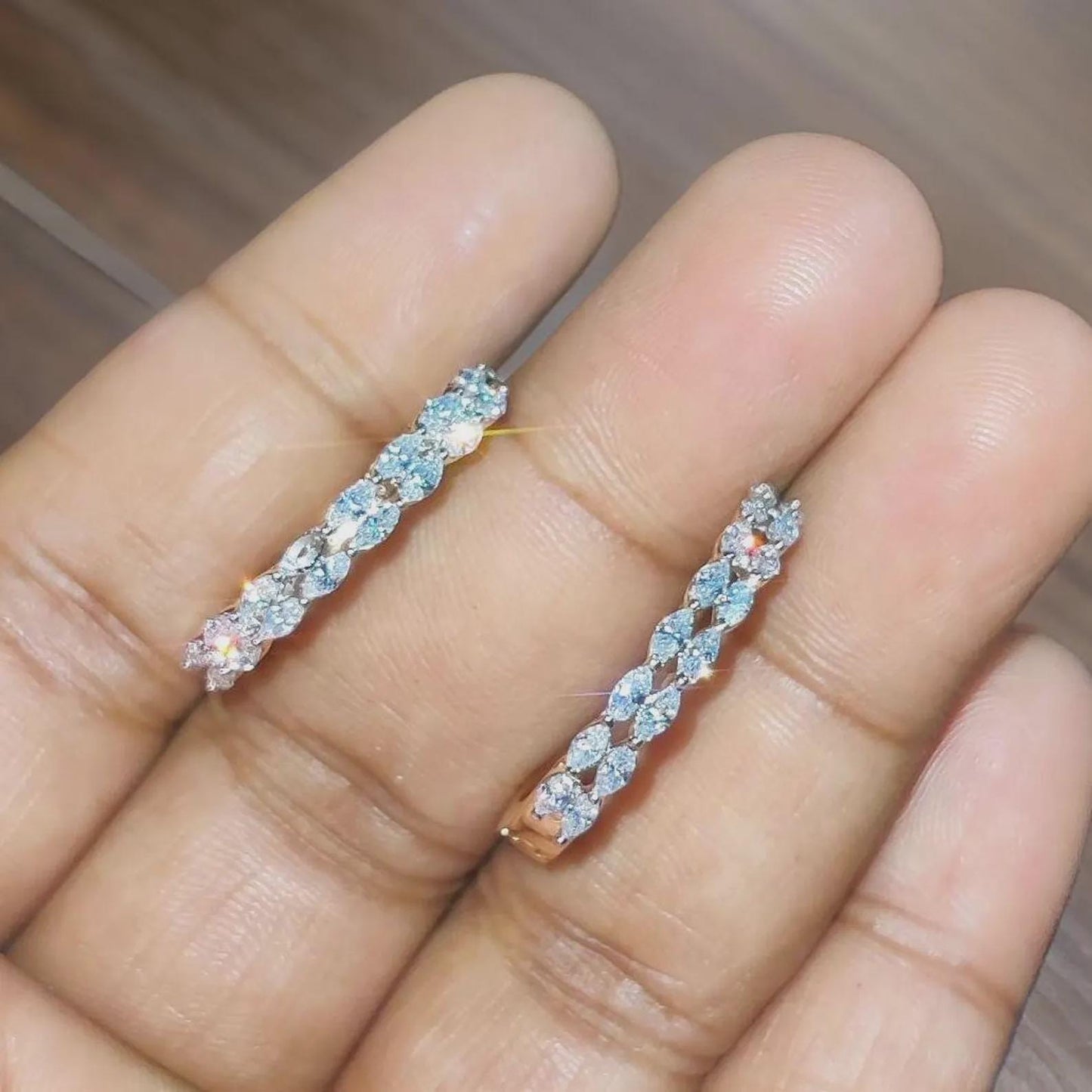 2Ct Diamond Hoop Earrings Marquise Cut VVS1 Diamond Huggie Earrings 14K Rose Gold Finish 925 Sterling Silver Diamond Hoop Earrings
