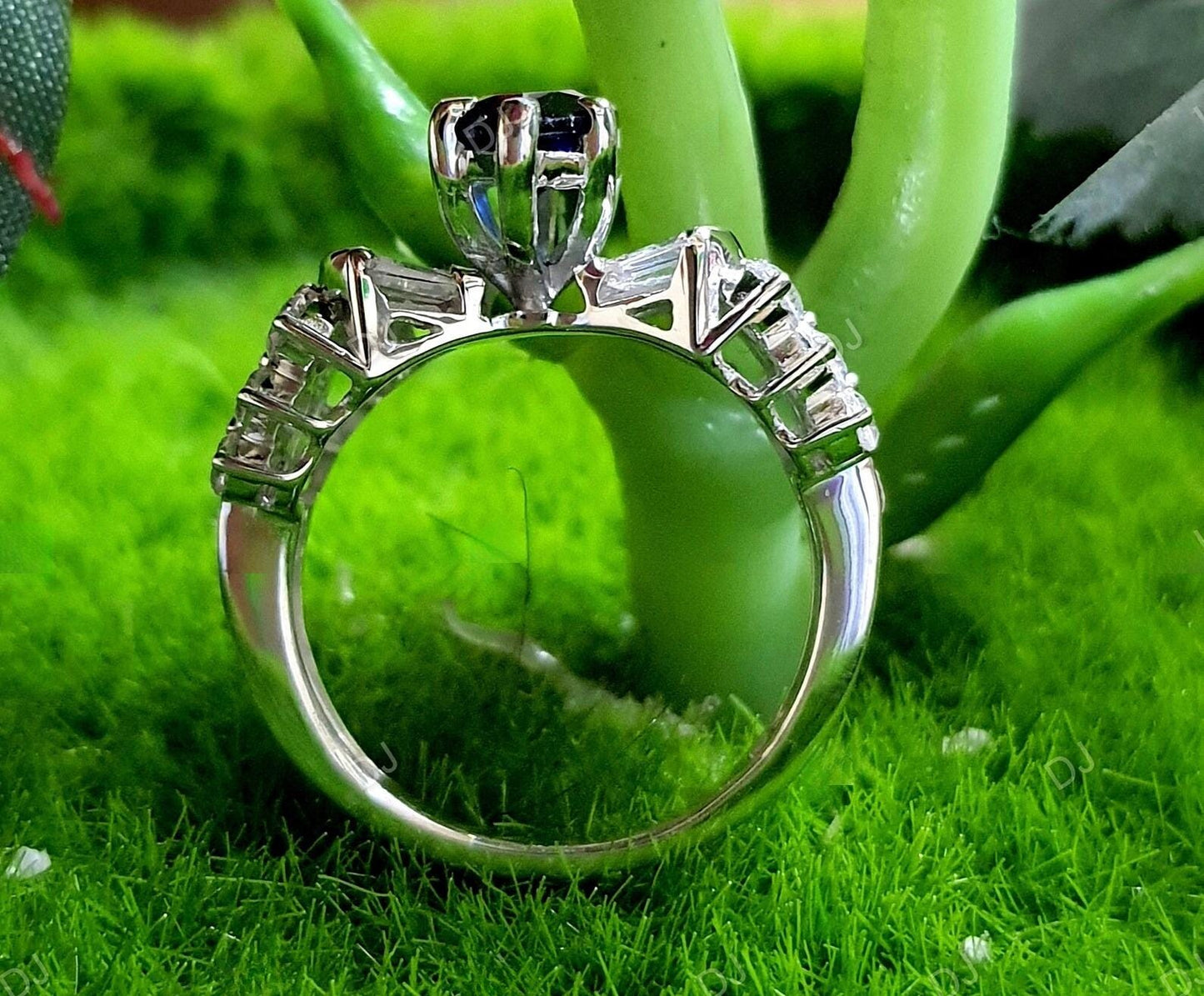 2Ct Marquise Cut Blue Sapphire Diamond Solitaire 14K White Gold Finish Engagement Wedding Anniversary Ring, Birthday Gift, Ring For Her