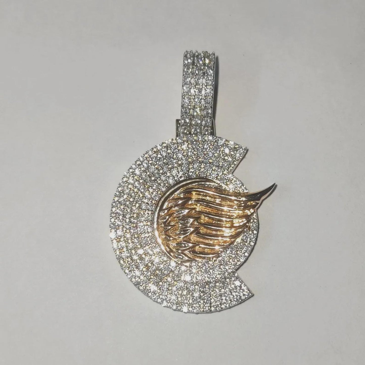 Round Cut Custom Any Name Lab Created Diamond Pendant 14K Two Tone Gold Plated Diamond Unisex Pendant, For Birthday Gift ,Party Wear