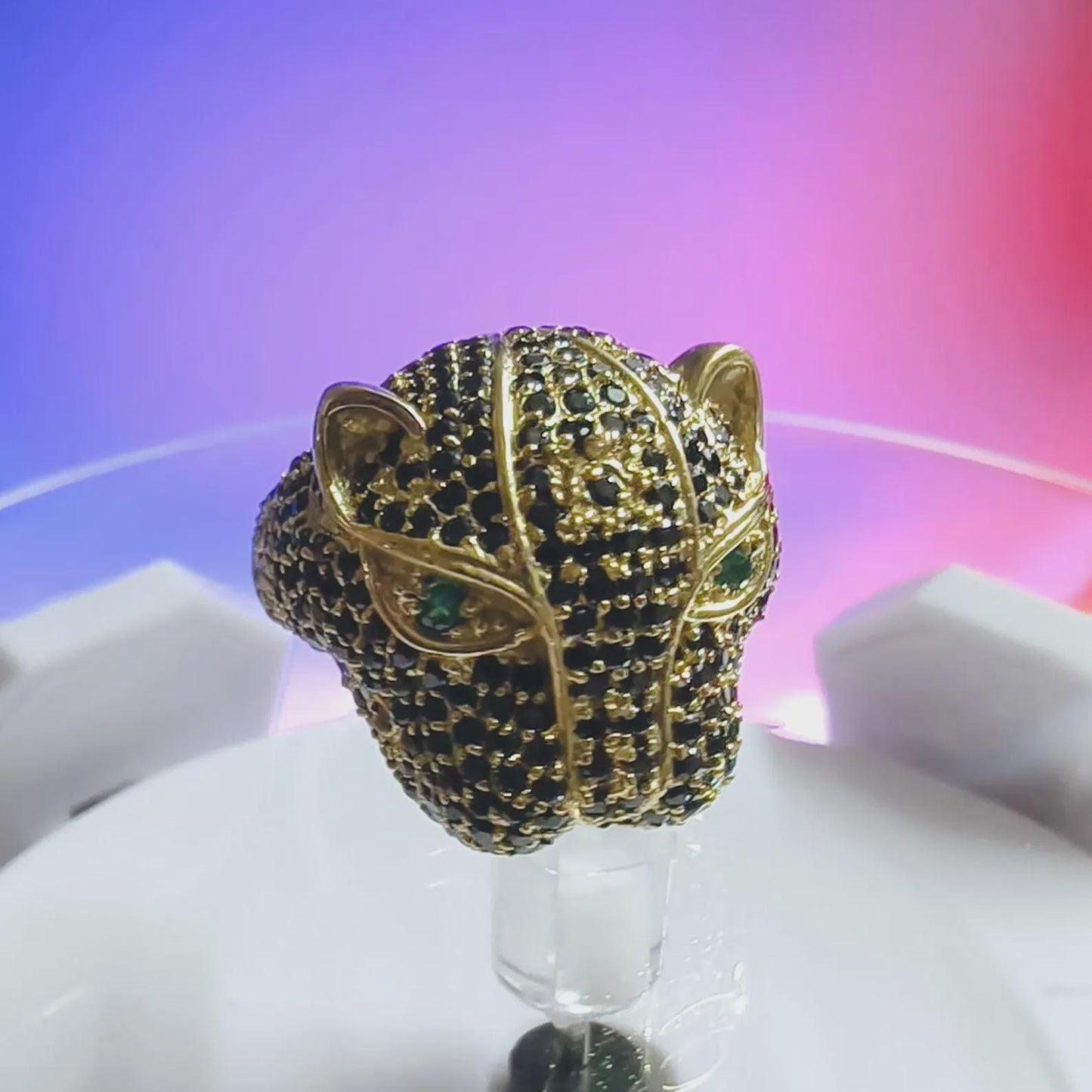 3Ct Round Cut Simulated Black Diamond Wedding Tiger Engagement Ring 14K Yellow Gold Plated 925 Sterling Silver Gift For Anniversary Ring