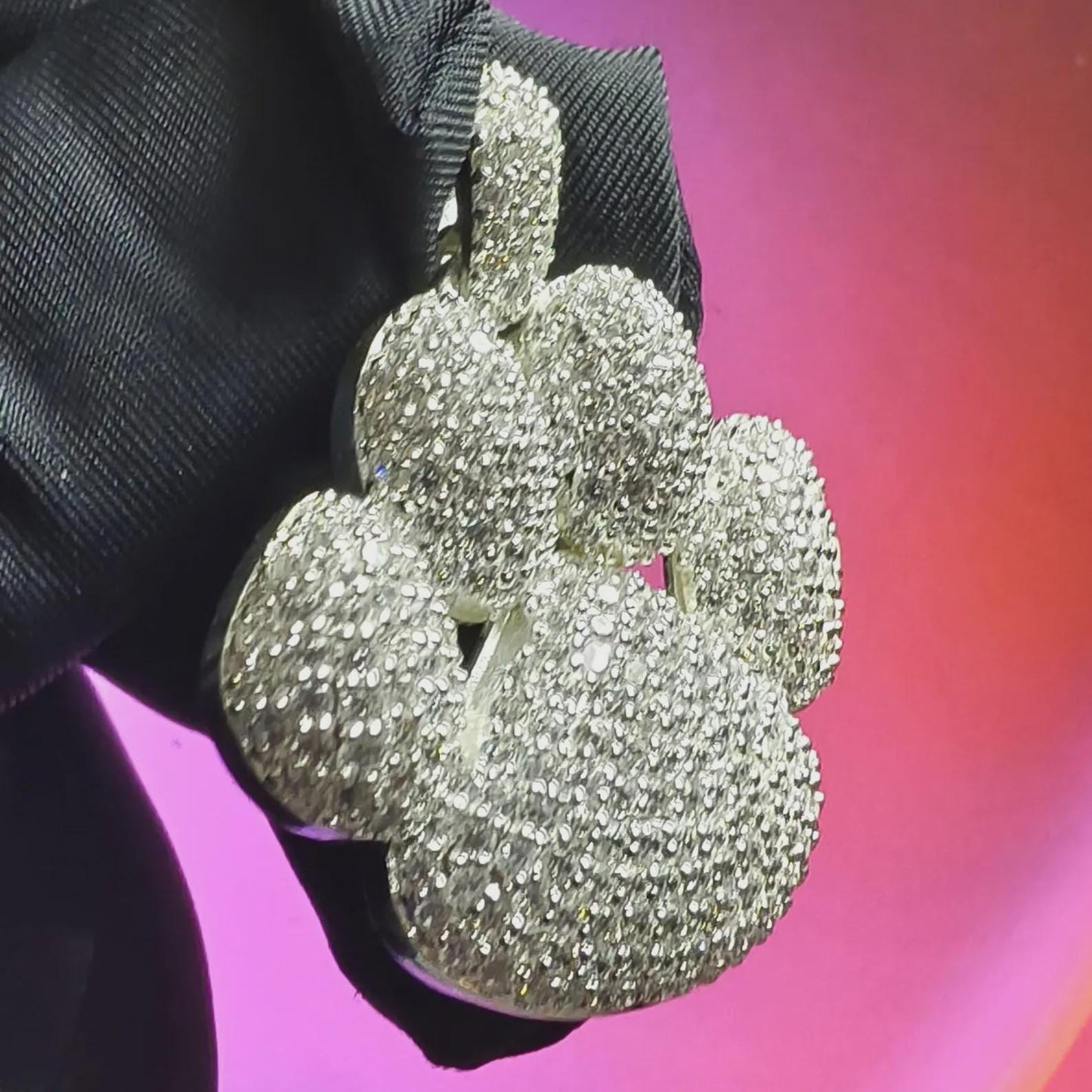 3Ct Round Cut Simulated White Diamond Dog Paw Pendant 14K White Gold Finish Free Chain 925 Sterling Silver Hip Hop Dog Paw Pendant