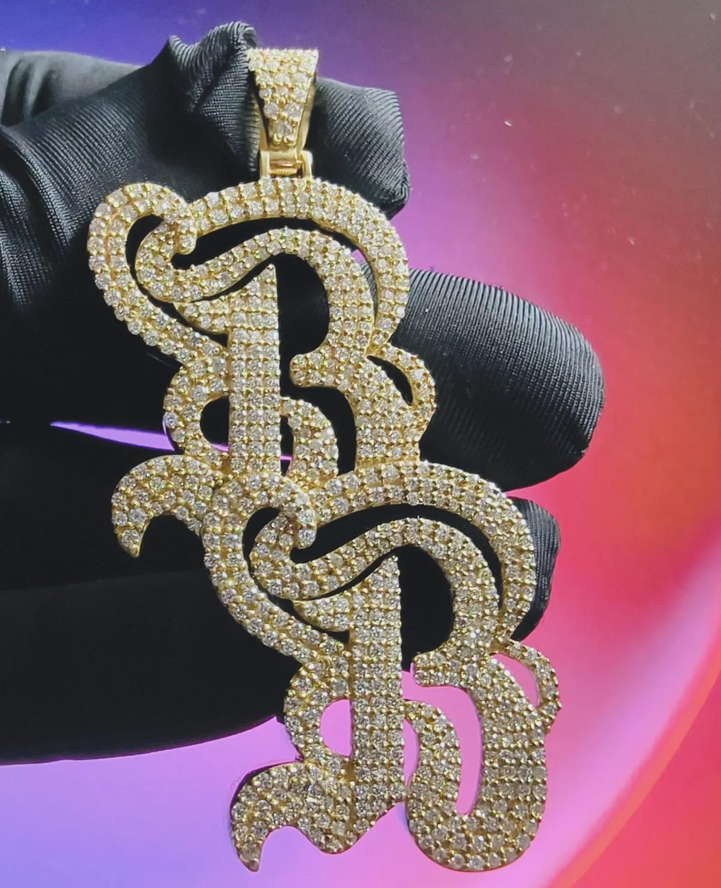 2Ct Custom Letter Round Cut Simulated Diamond Pendant 14K Yellow Gold Plated 925 Sterling Silver Custom Any Letter Pendant ,Hip Hop Pendant