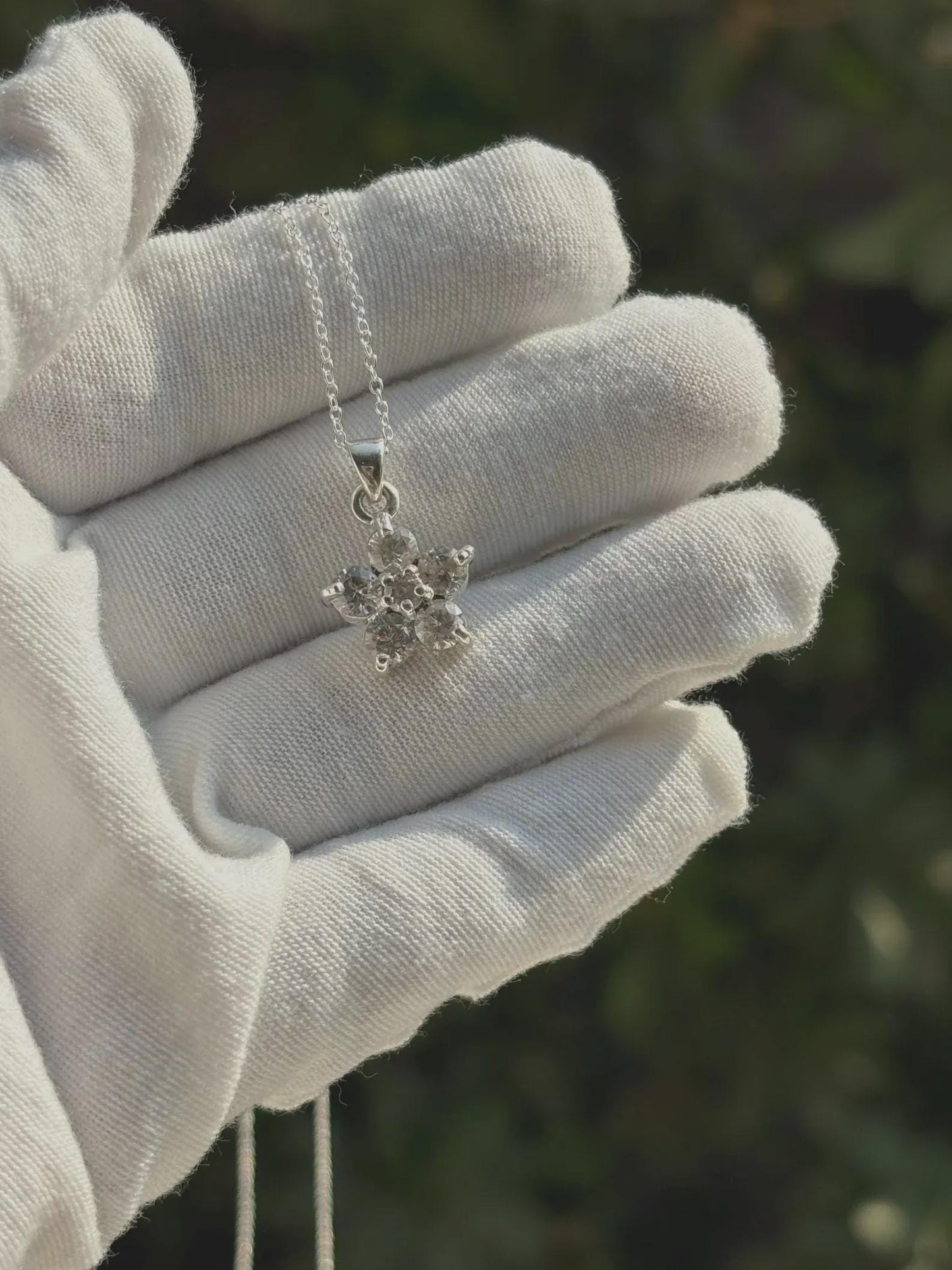 1.50Ct Round Cut Flower Pendant 14K White Gold Plated 925 Silver Prong Setting Pendant, Anniversary Gift Pendant