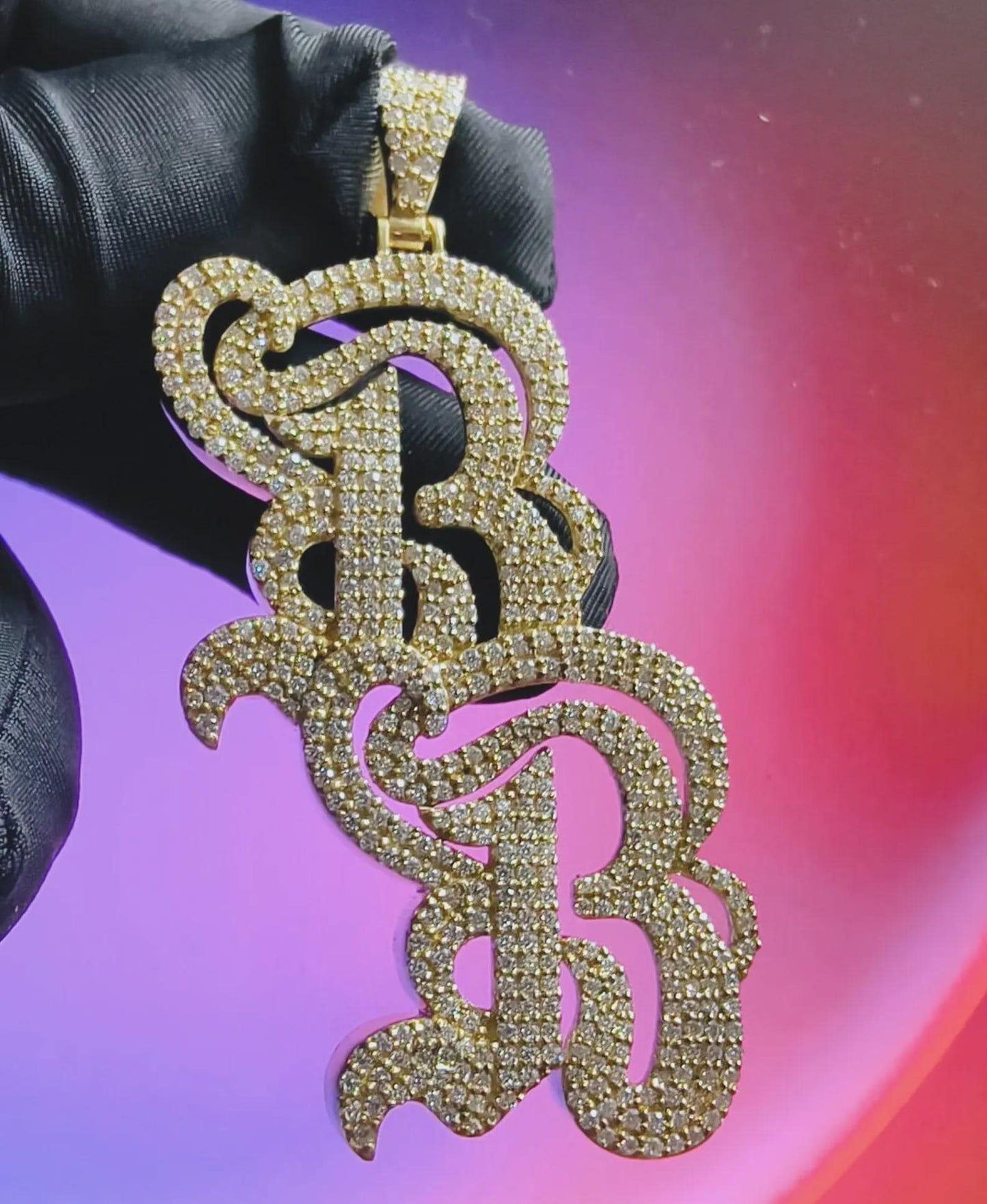 2Ct Custom Letter Round Cut Simulated Diamond Pendant 14K Yellow Gold Plated 925 Sterling Silver Custom Any Letter Pendant ,Hip Hop Pendant