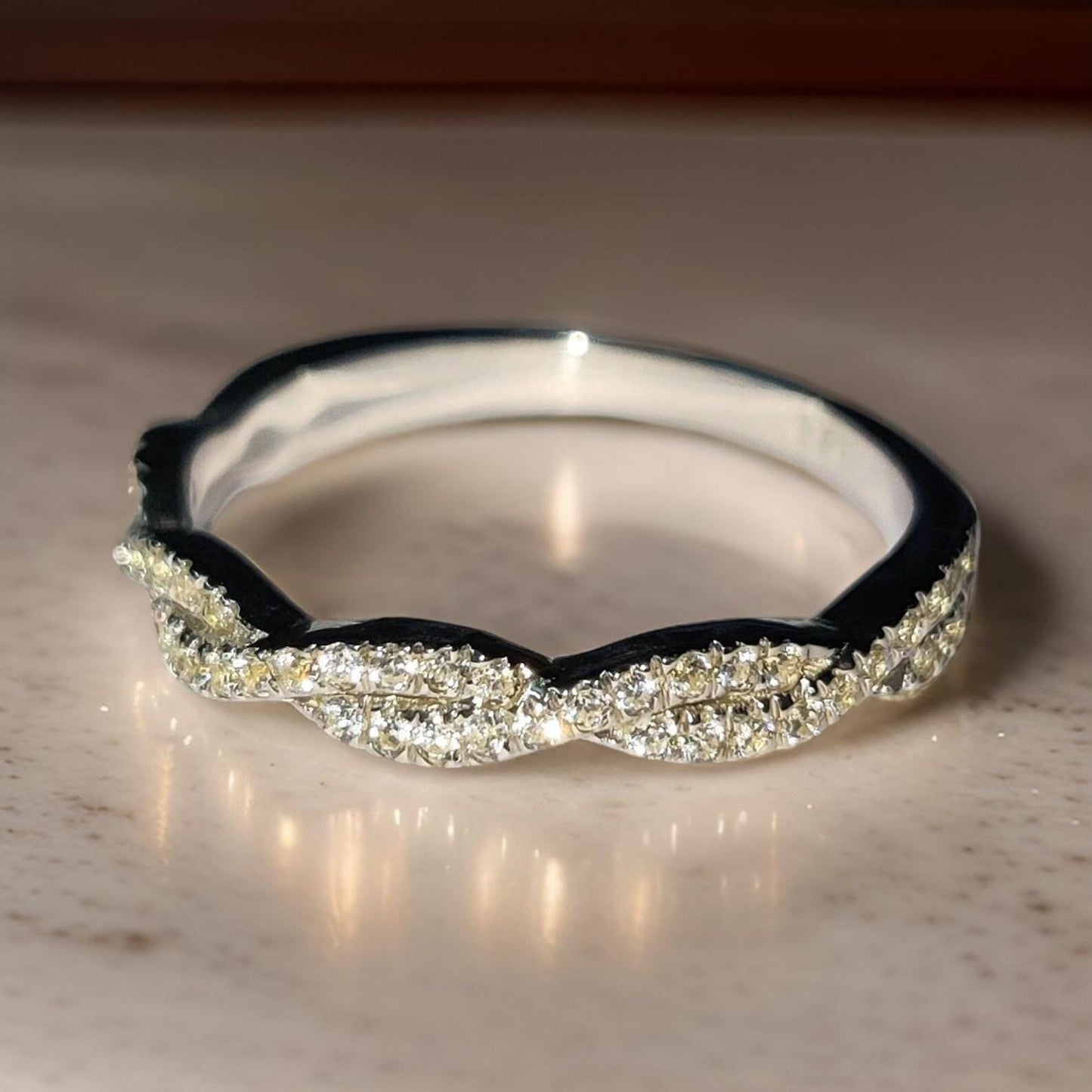 1.50Ct Round Cut Simulated Diamond Wedding Engagement Twisted Band Women's Engagement Ring 14K White Gold Plated 925 Silver