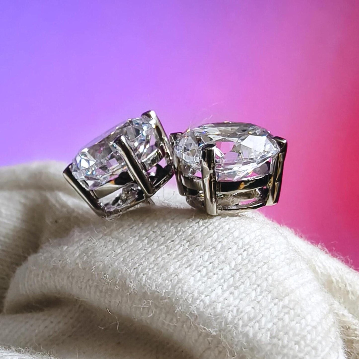 2Ct Round Cut VVS1 Diamond 14K White Gold Finish Halo Stud Earrings 925 Sterling Silver For Birthday gift and Daily wear