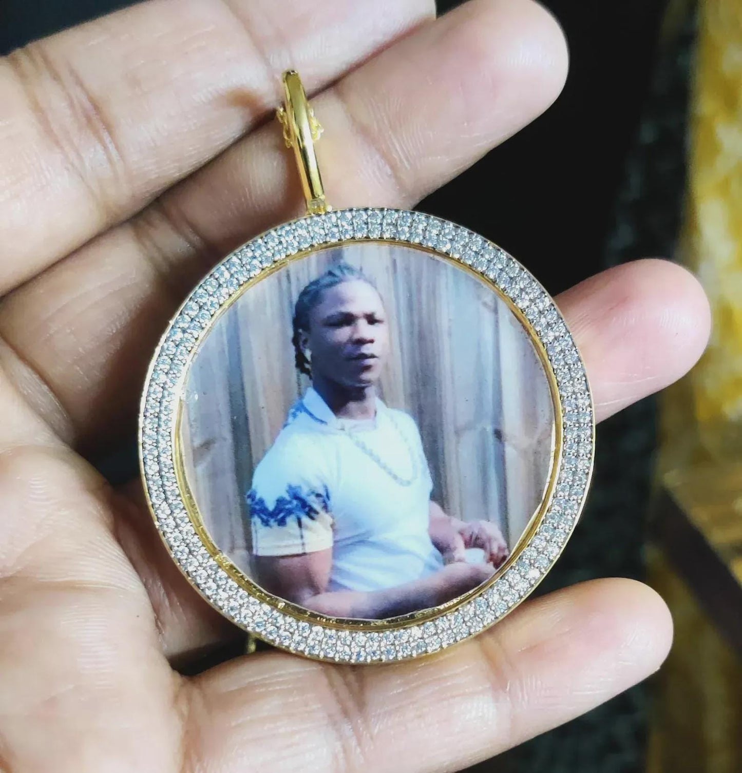 Custom Picture Necklace Personalized Diamond Necklace With Photo Frame Lab Created Diamond 925 Silver Pendant 14K Yellow Gold Plated