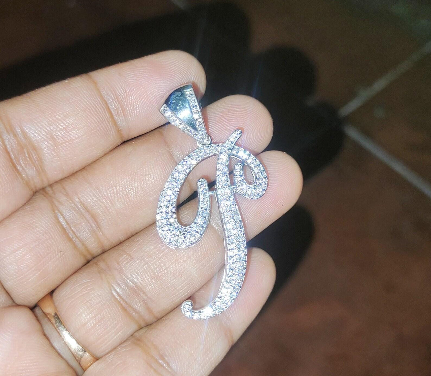 2Ct Round Cut Custom Letter Alphabet Pendant Lab-Created Diamond P Letter Initial Alphabet Pendant 14K White Gold Plated Hip Hop Pendant