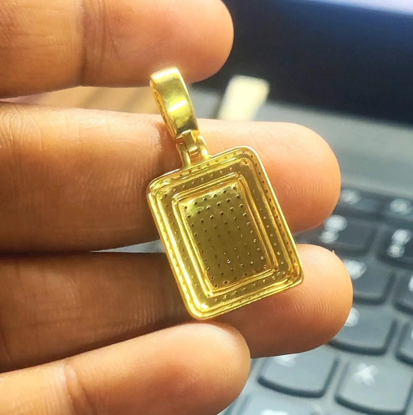 2Ct Round Cut Simulated White Topaz- Diamond Hip Hop Dog tag Pendant 14K Two-Tone Gold Plated 925 Sterling Silver