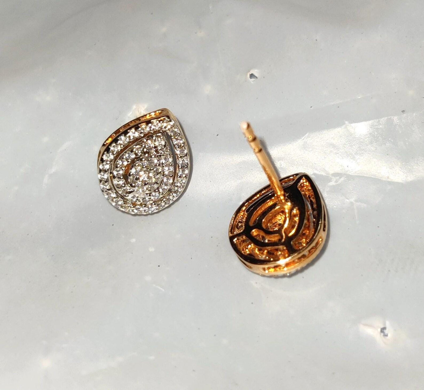 2Ct Diamond Stud Earrings VVS1 Diamond Cluster Halo Stud Earrings 14K Rose Gold Finish 925 Silver Stud Earrings Push Back Stud