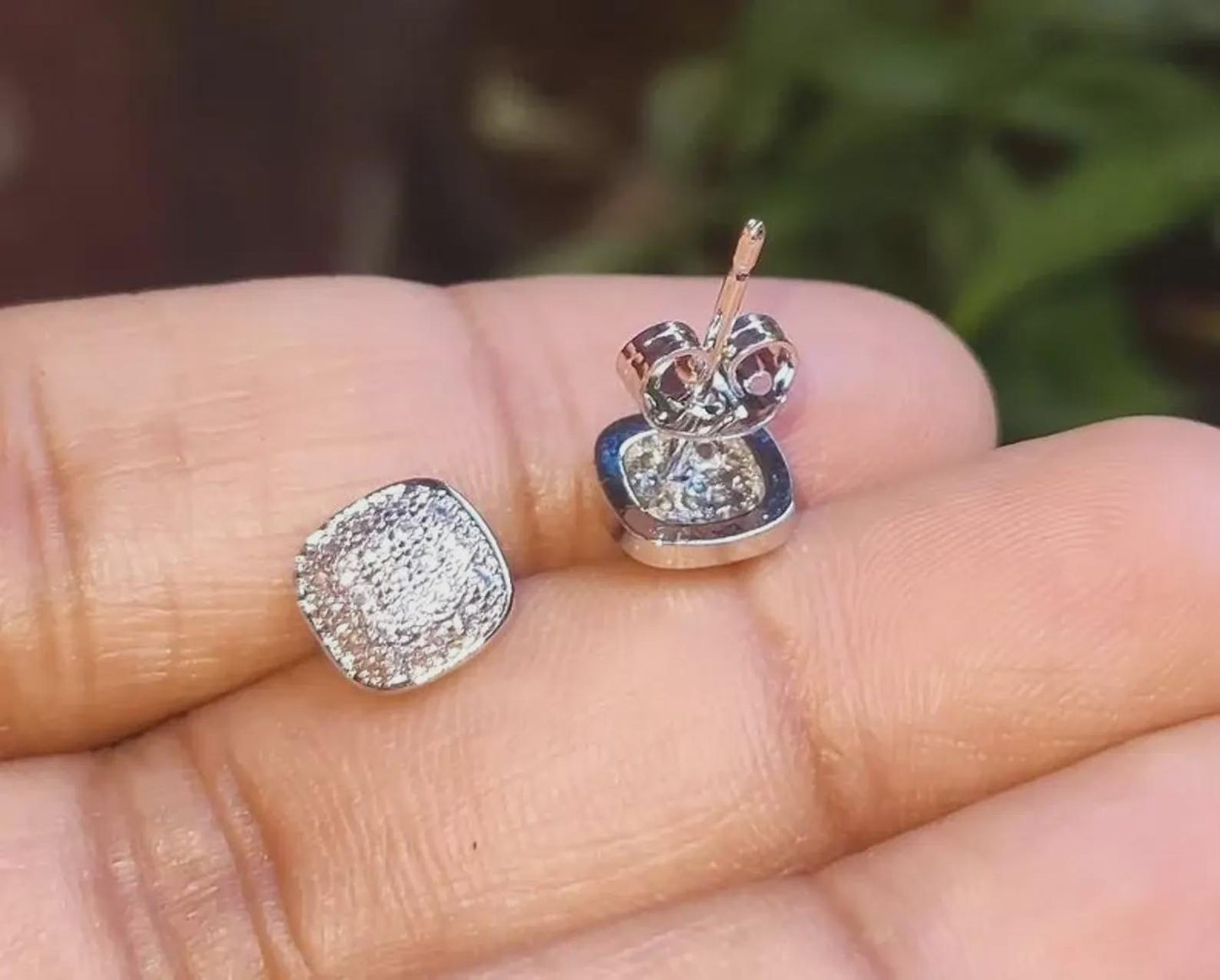 2Ct Round Cut Diamond Cluster Halo Women's Stud Earrings 14K White Gold Finish 925 Sterling Silver Hip Hop Stud Earrings