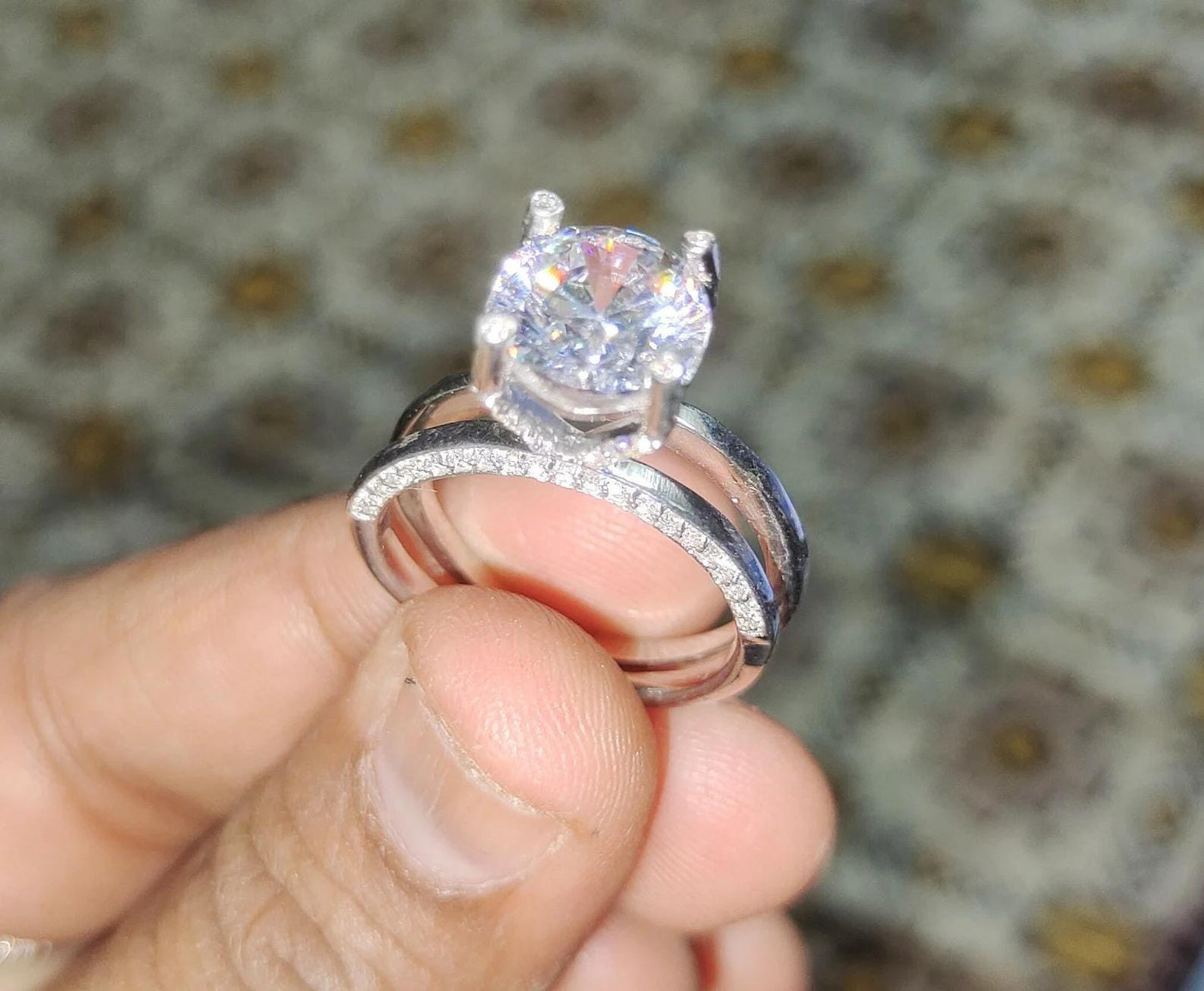 2Ct Round Cut Simulated White Diamond Wedding Women Engagement Anniversary Band Ring 14k White Gold Plated- 925 Silver, Gift for Her