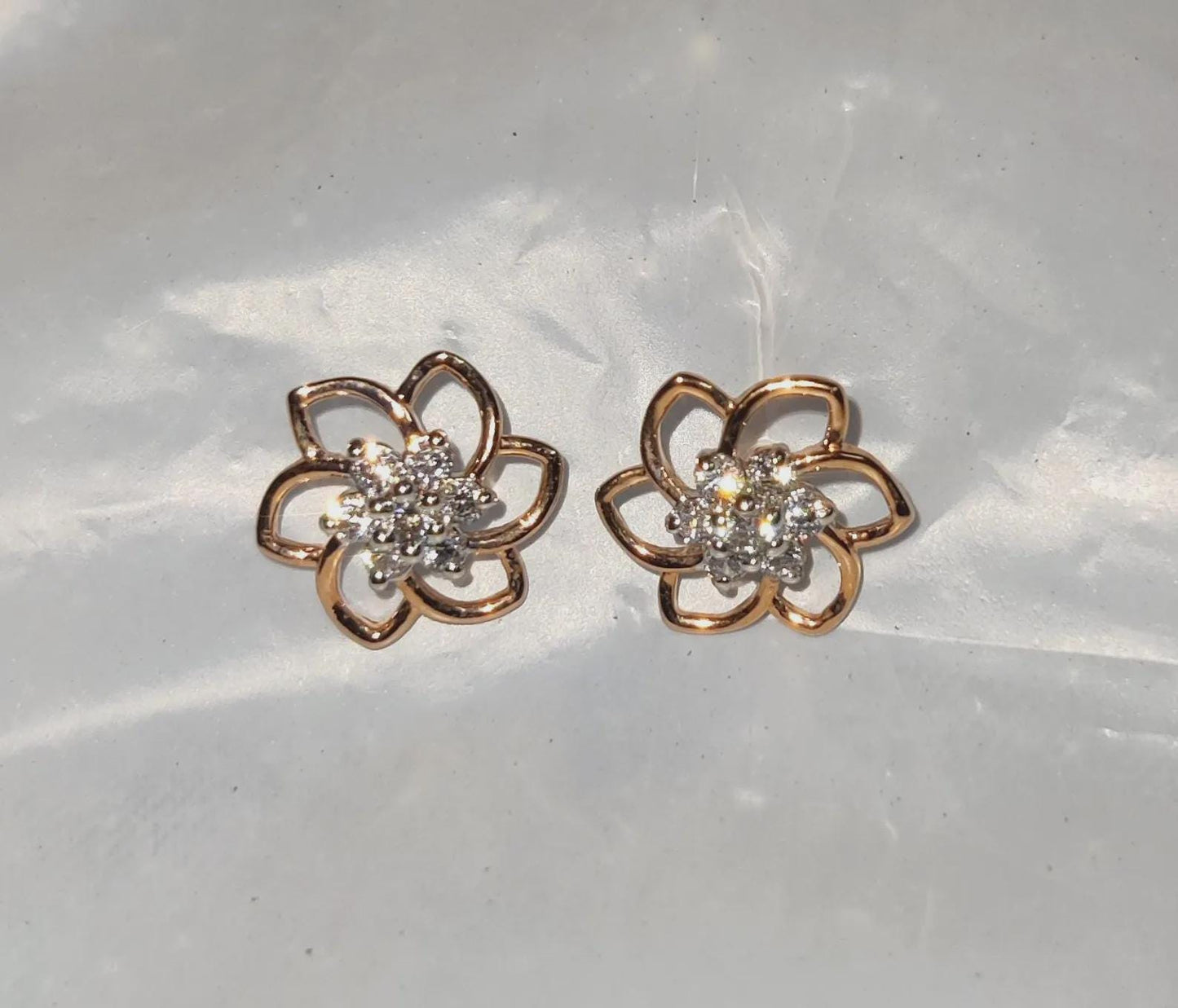 1Ct Diamond Stud Earrings VVS1 Diamond Cluster Flower Stud Earrings 14K Rose Gold Finish 925 Silver Stud Earrings Push Back Stud