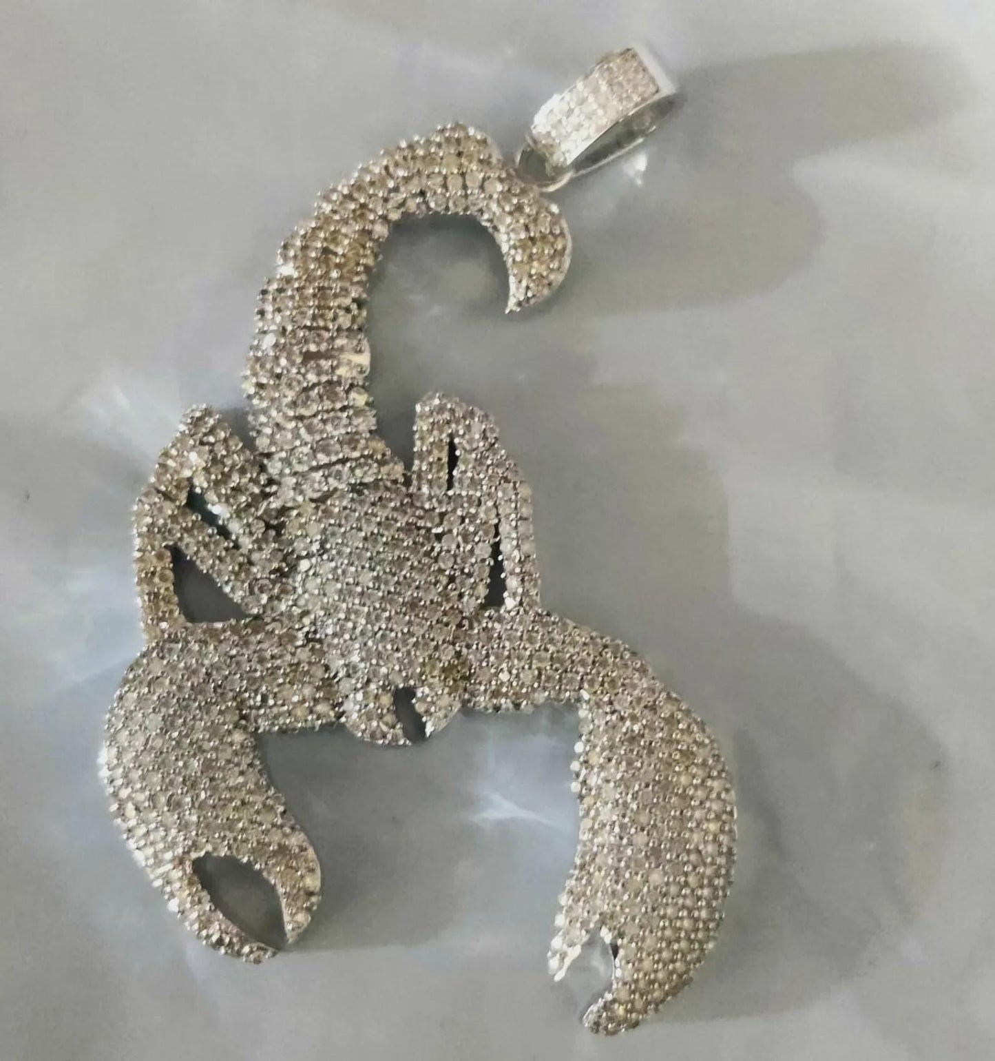 2Ct Scorpion Diamond Pendant Round Cut Simulated Diamond Pendant 925 Sterling Silver Pendant 14K White Gold Plated For Birthday, Party Wear