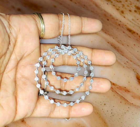 1.50Ct Round Cut Lab-Created Diamond Layer Circle Pendant 14K White Gold Plated Hip Hop Pendant Circle Pendant Unisex Diamond Pendant