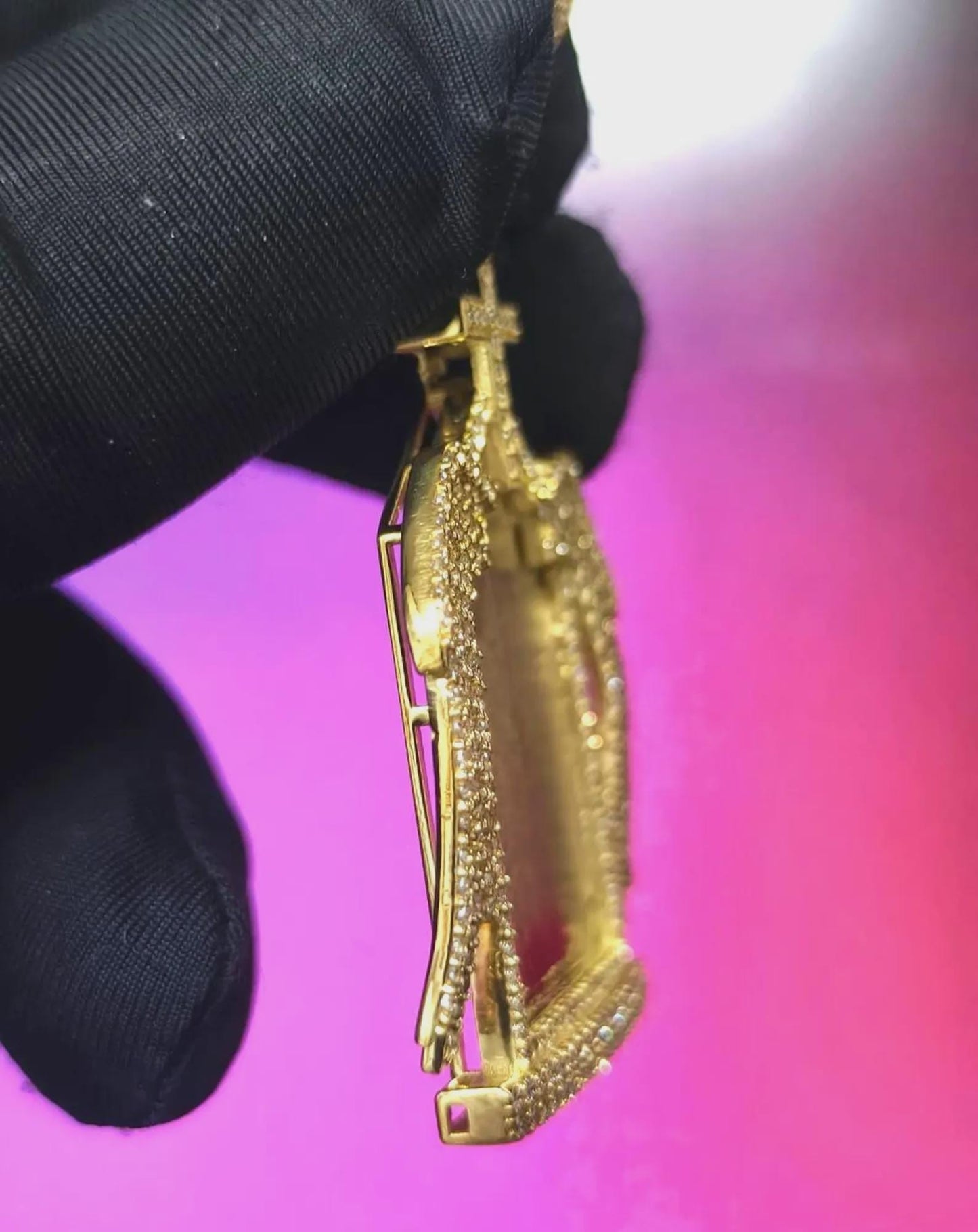 2Ct Round Cut Simulated White Diamond Picture Memory Pendant Pendant 14K Yellow Gold Plated Free Chain 18" 925 Silver, Custom Pendant