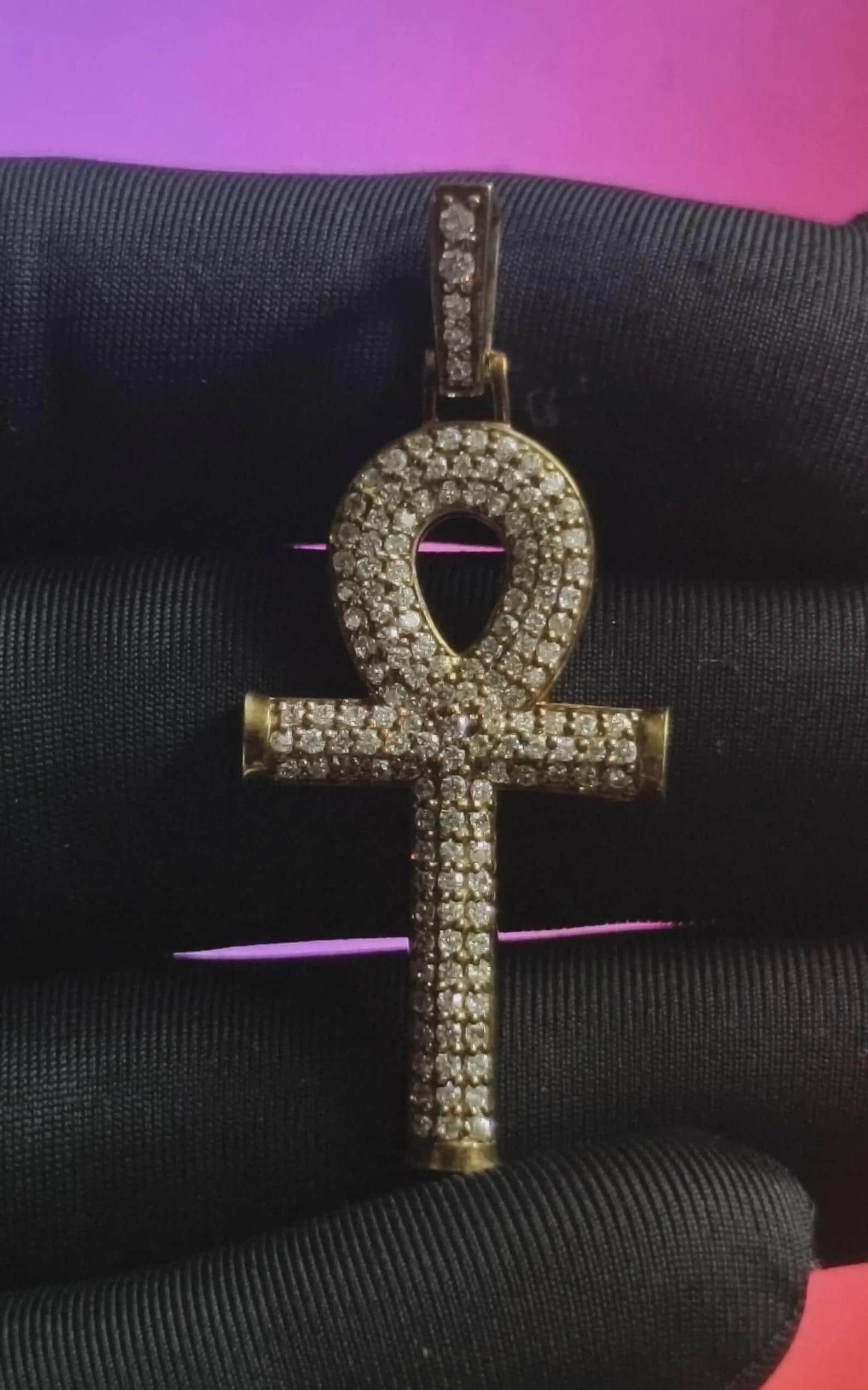 1.50Ct Moissanite Cross Pendant Round 14K Yellow Gold Plated 925 Sterling Silver, Hip Hop Pendant, Christmas Religious Pendant