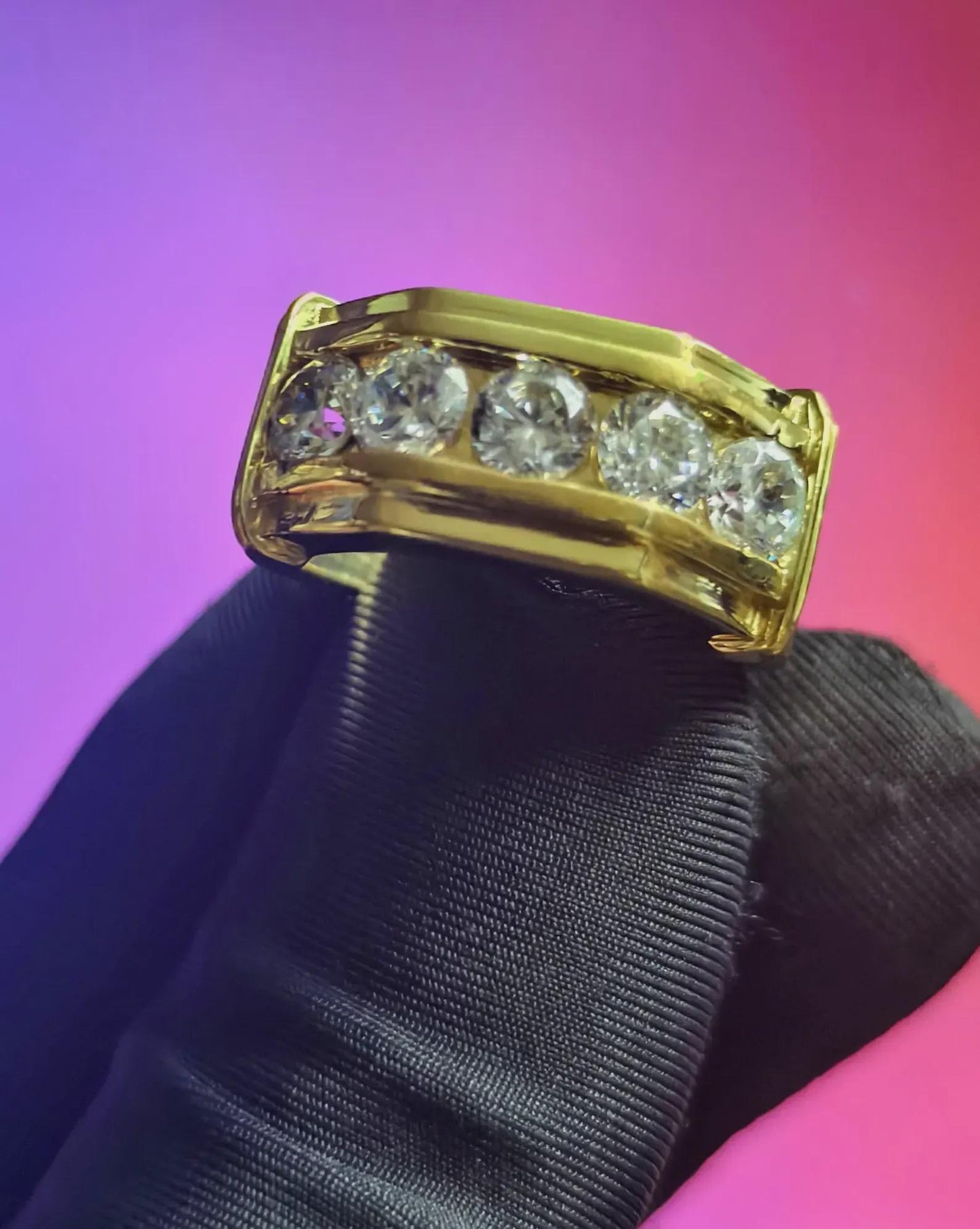 2Ct Moissanite Anniversary Band Ring Round Cut 14K Yellow Gold Plated 925 Silver, Engagement Band Ring, For Wedding Ring