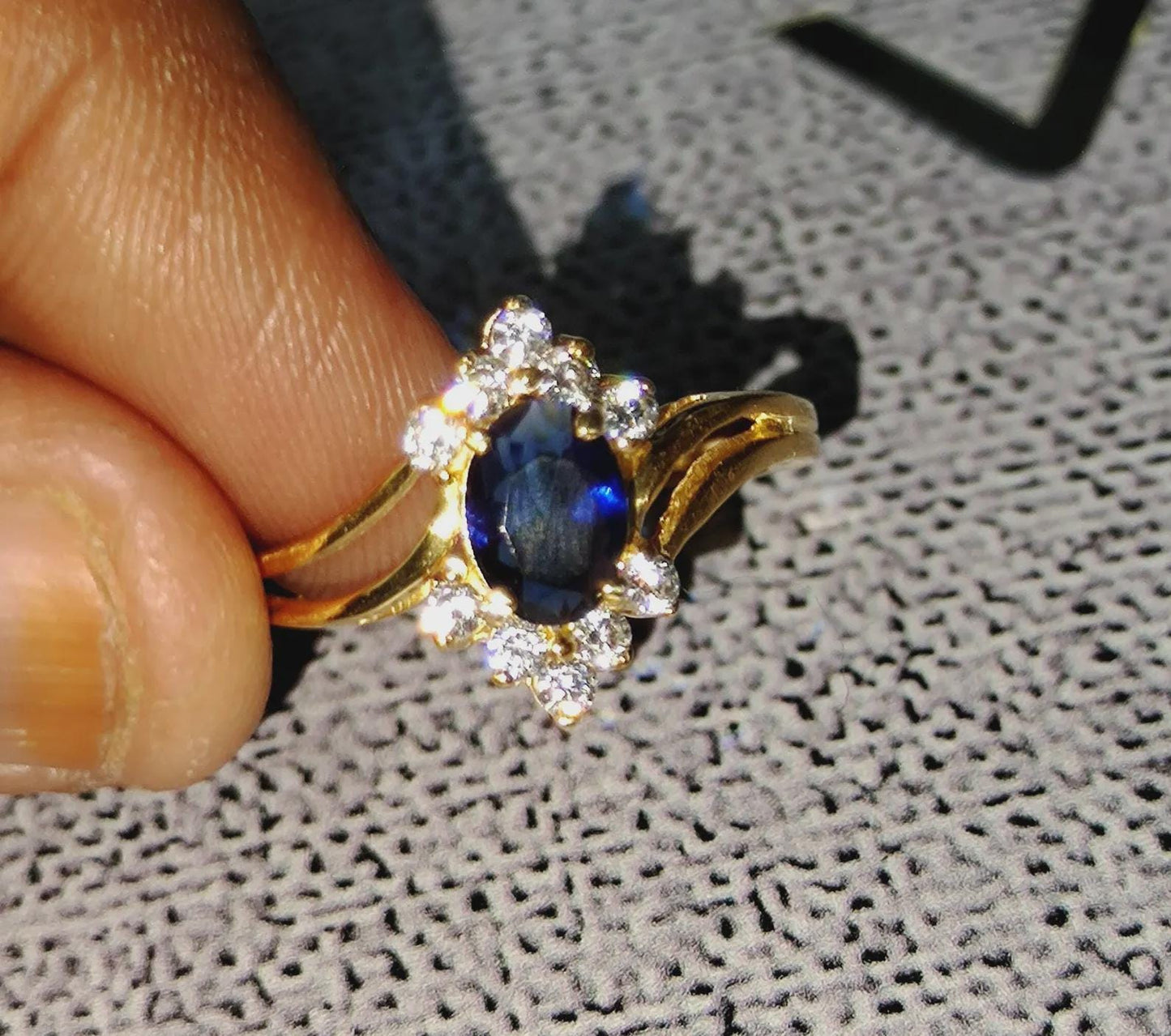 1Ct Oval Cut Blue Sapphire Diamond Solitaire 14K Yellow Gold Finish Engagement Wedding Anniversary Ring, Birthday Gift, Ring For Her