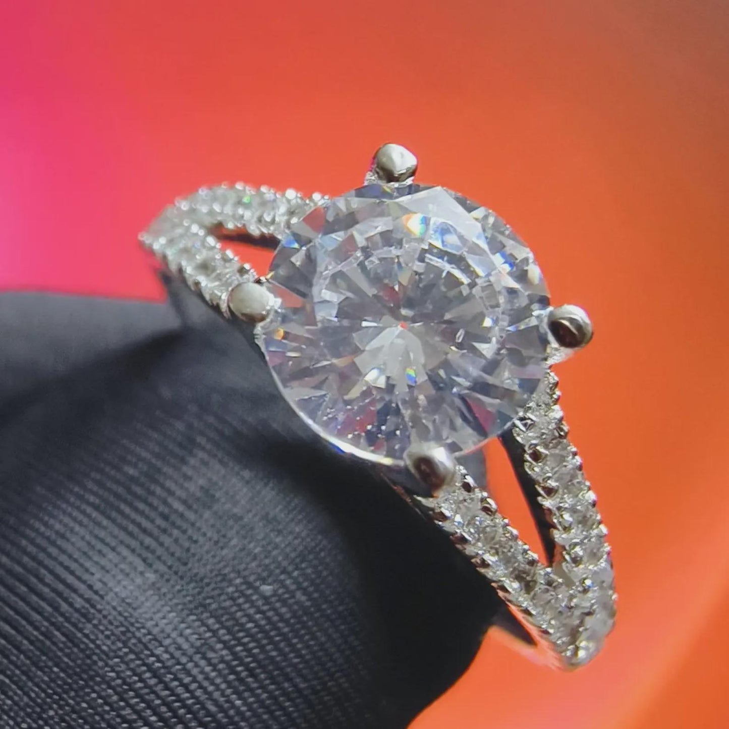 2Ct Round Cut Simulated White Diamond Wedding Engagement Anniversary Ring 14k White Gold Plated- 925 Silver, Gift for Her