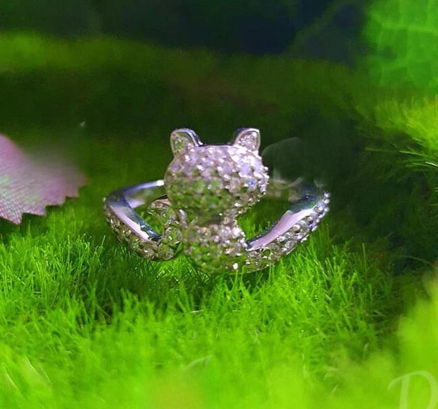 2CT Round Cut VVS1/D Diamond Cat Engagement Wedding Ring Cluster Ring 14K white Gold Plated Cat Tail Elongated Engagement Ring, Gift for her