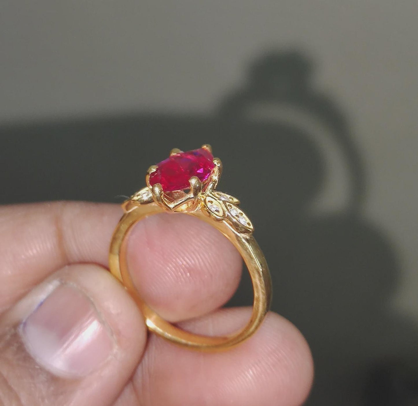 2.50Ct Marquise Cut Ruby & Diamond Solitaire Women Engagement Wedding Band Cocktail Ring 14K Yellow Gold Finish Gift For Her ,Birthday Gift