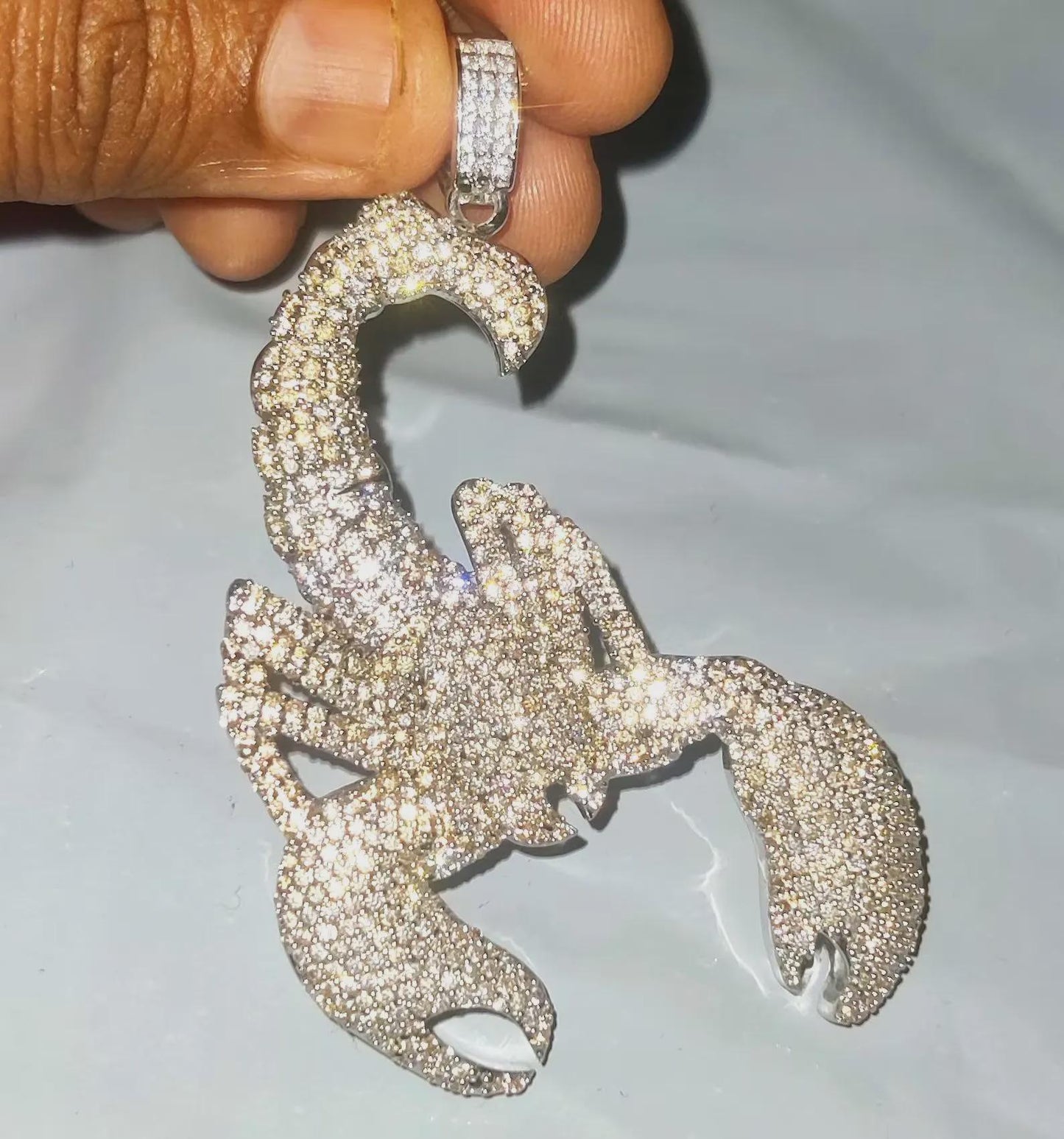 2Ct Scorpion Diamond Pendant Round Cut Simulated Diamond Pendant 925 Sterling Silver Pendant 14K White Gold Plated For Birthday, Party Wear