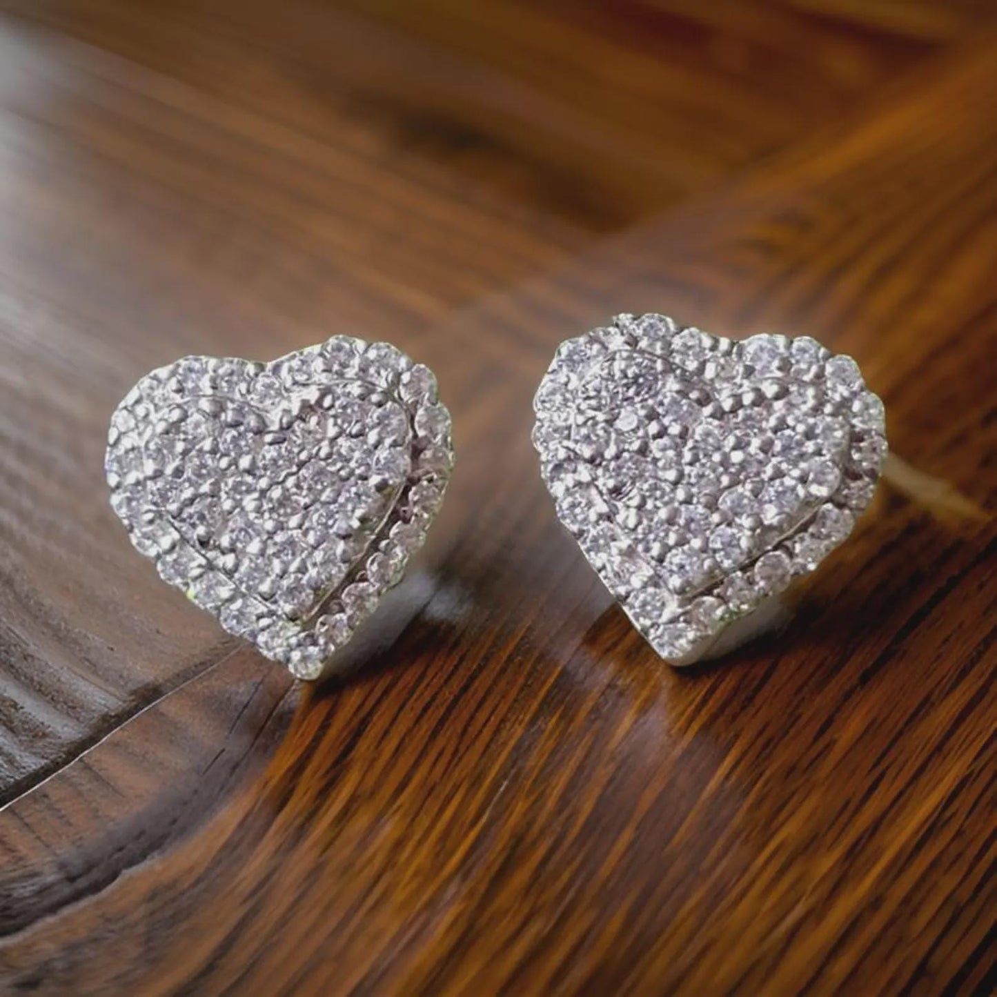 2Ct Heart Shape Stud Earrings Round Simulated Diamond Earrings 14k White Gold Plated, Cluster Earrings,  Push Back Earring Gift for Party