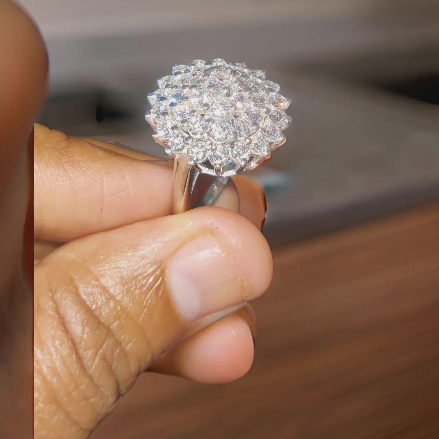 2Ct Diamond Round Cut Flower Shape Simulated Diamond Engagement Wedding Ring 14K White Gold Plated,925 Silver Ring, Anniversary Ring