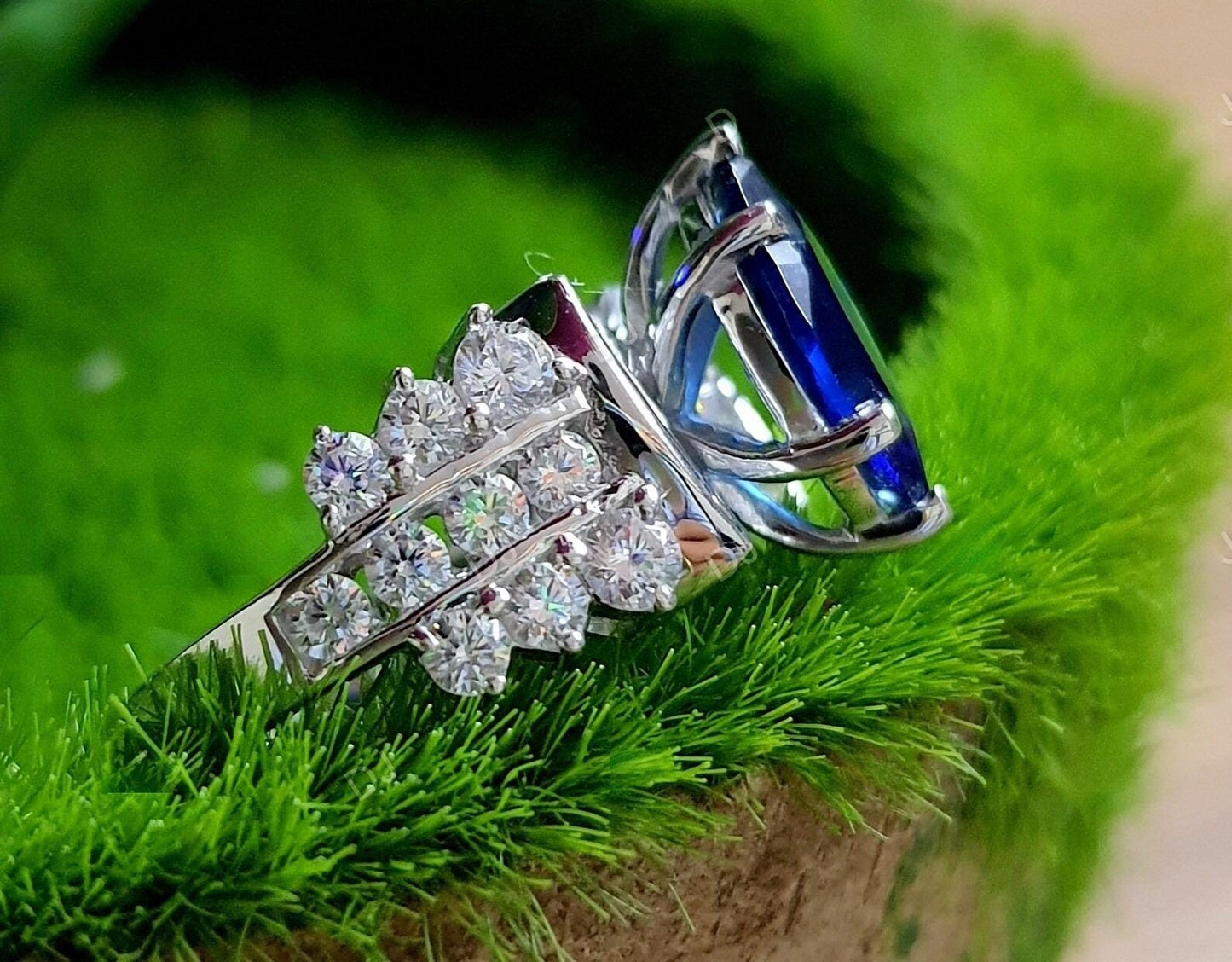 2Ct Marquise Cut Blue Sapphire Diamond Solitaire 14K White Gold Finish Engagement Wedding Anniversary Ring, Birthday Gift, Ring For Her